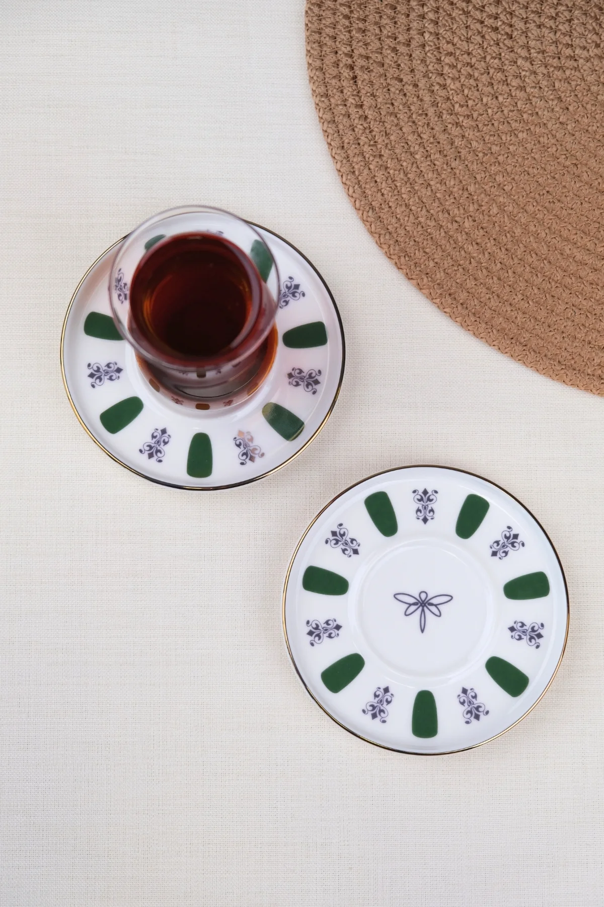 Tabak Evi Porselen Acem Zade Yeşil Çay Tabağı 11,8cm 2 li - tabakevi Görsel 2
