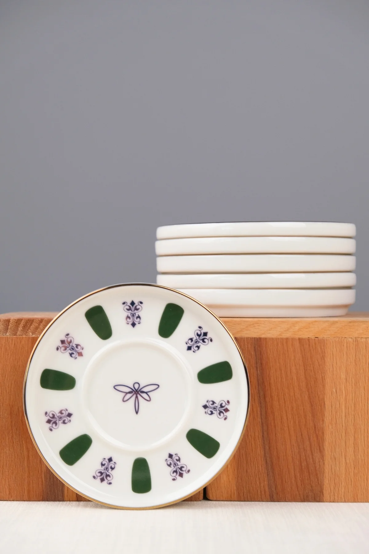 Tabak Evi Porselen Acem Zade Yeşil Çay Tabağı 11,8cm 6 lı - tabakevi Görsel 5