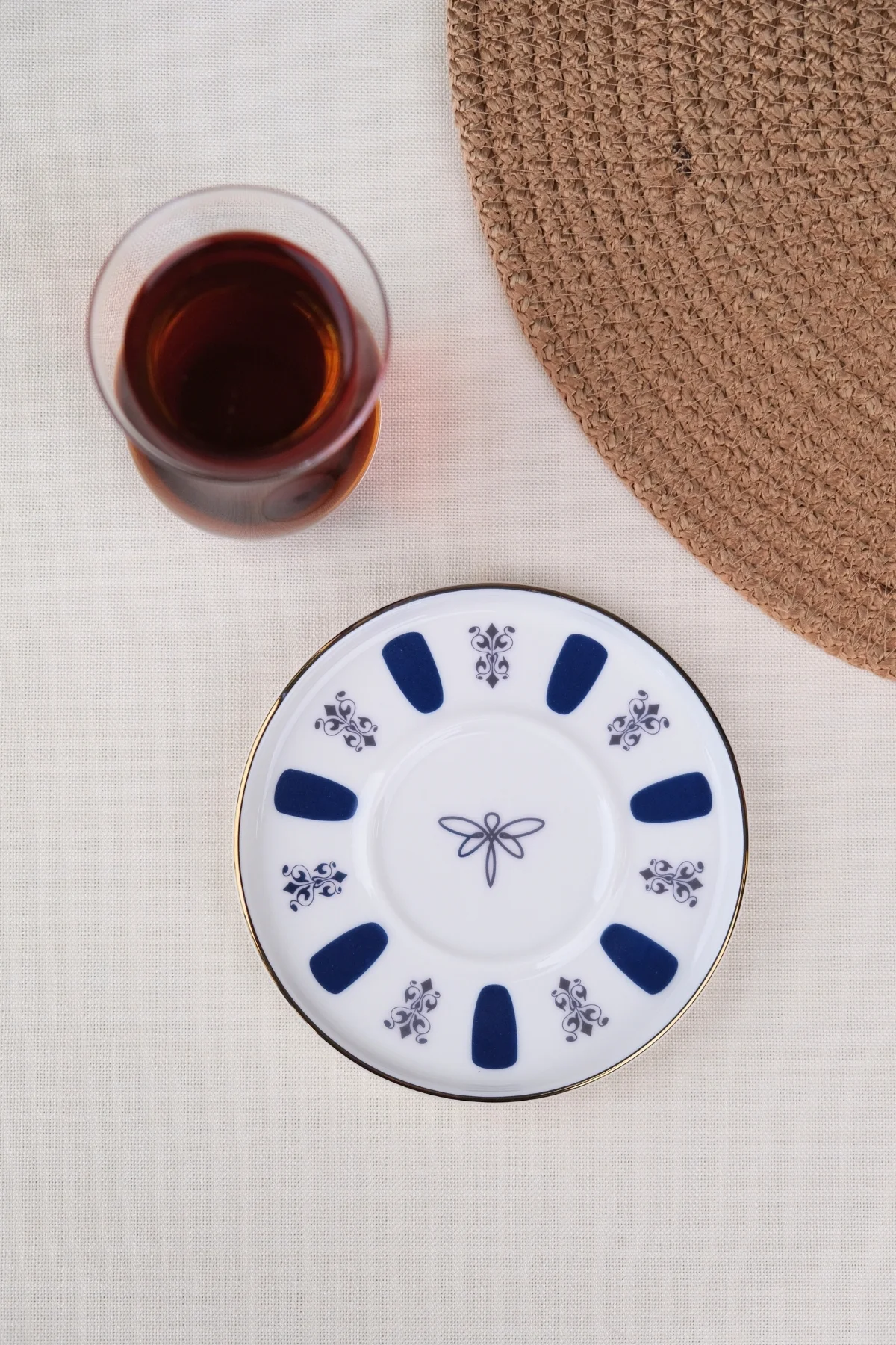 Tabak Evi Porselen Acem Zade Lacivert Çay Tabağı 12,5cm Tekli
