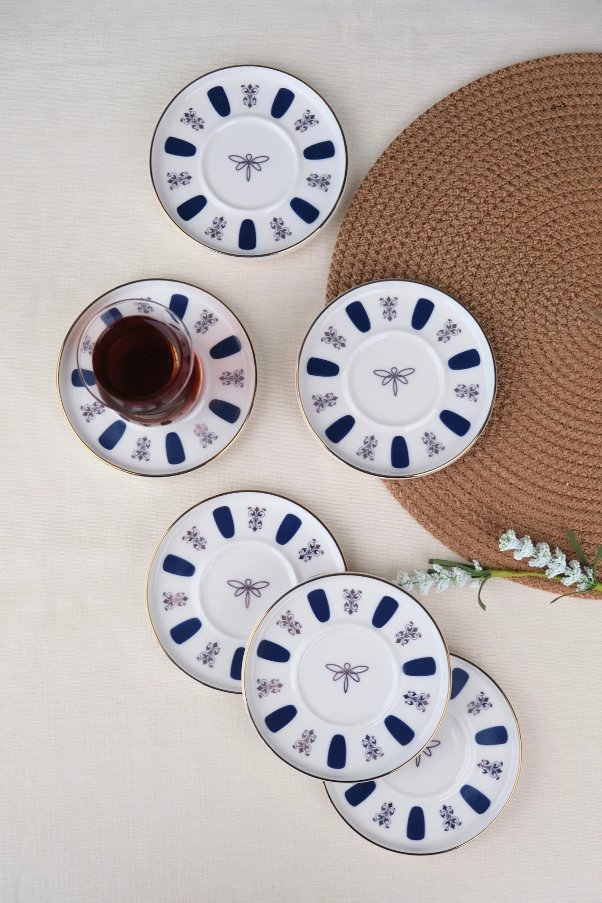 Tabak Evi Porselen Acem Zade Lacivert Çay Tabağı 11,8cm 6 lı