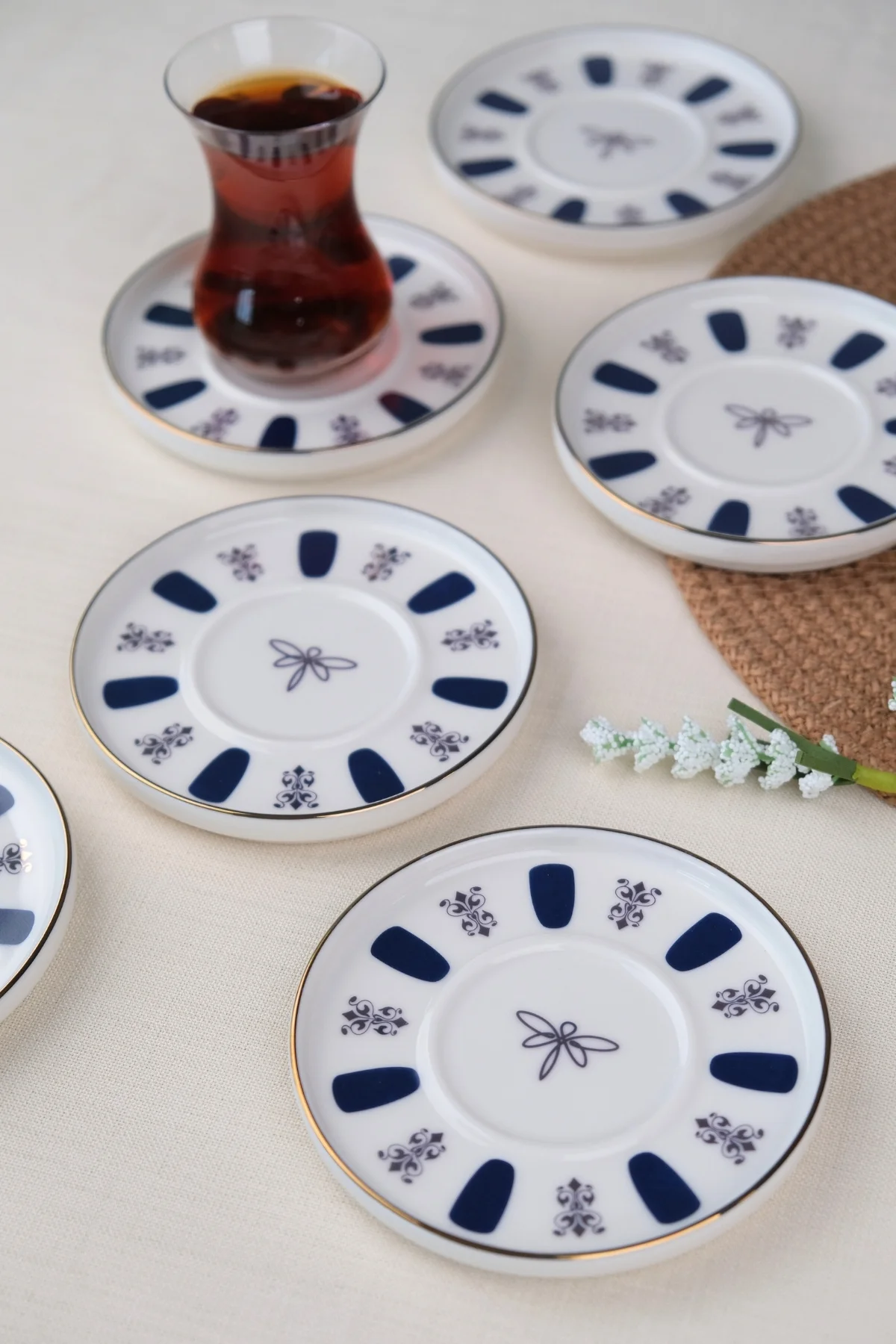 Tabak Evi Porselen Acem Zade Lacivert Çay Tabağı 11,8cm 6 lı - tabakevi Görsel 4