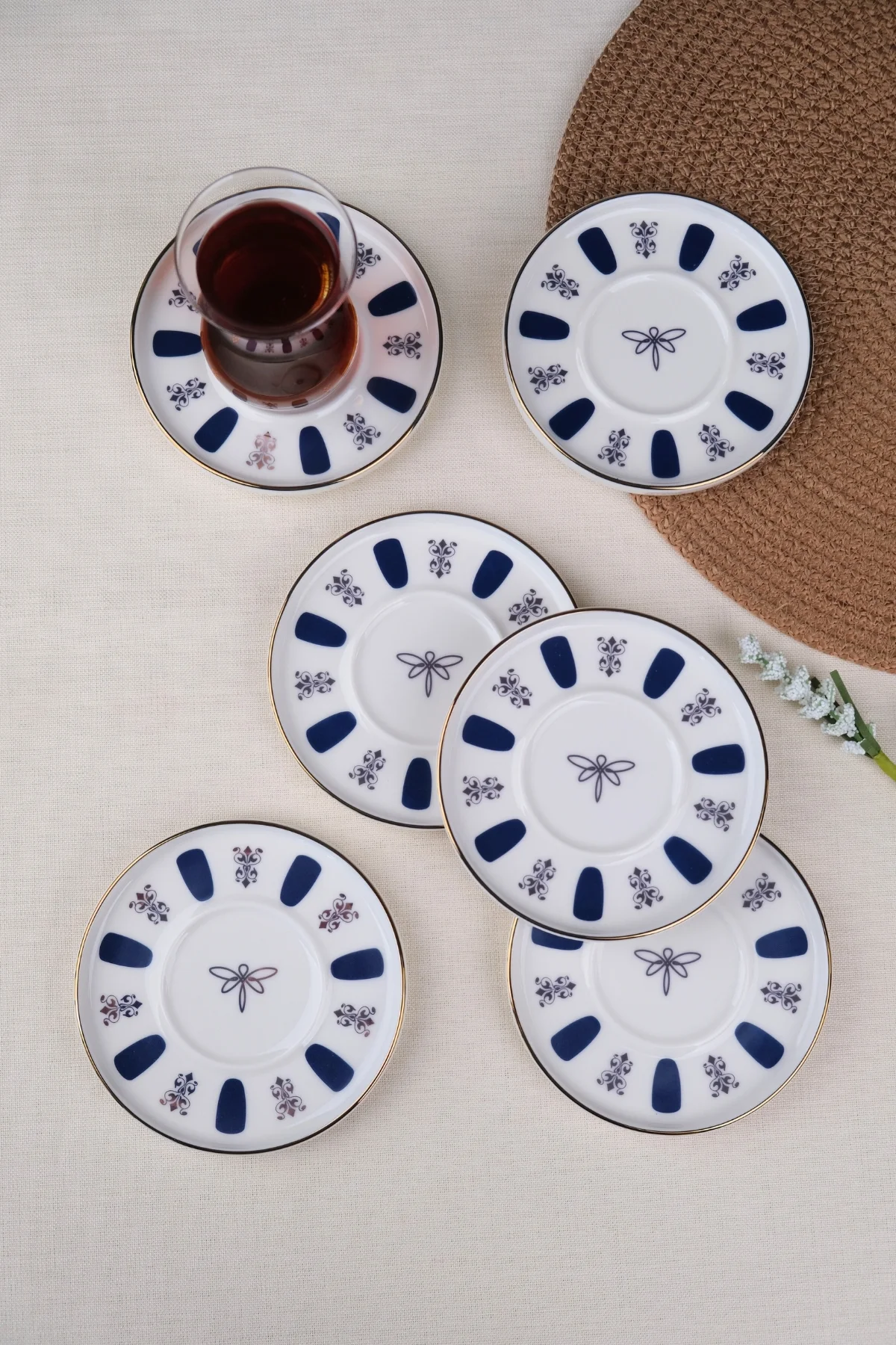 Tabak Evi Porselen Acem Zade Lacivert Çay Tabağı 11,8cm 6 lı - tabakevi Görsel 5