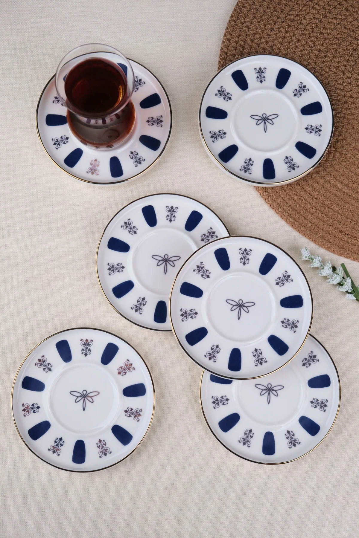 Tabak Evi Porselen Acem Zade Lacivert Çay Tabağı 11,8cm 6 lı - tabakevi Görsel 2
