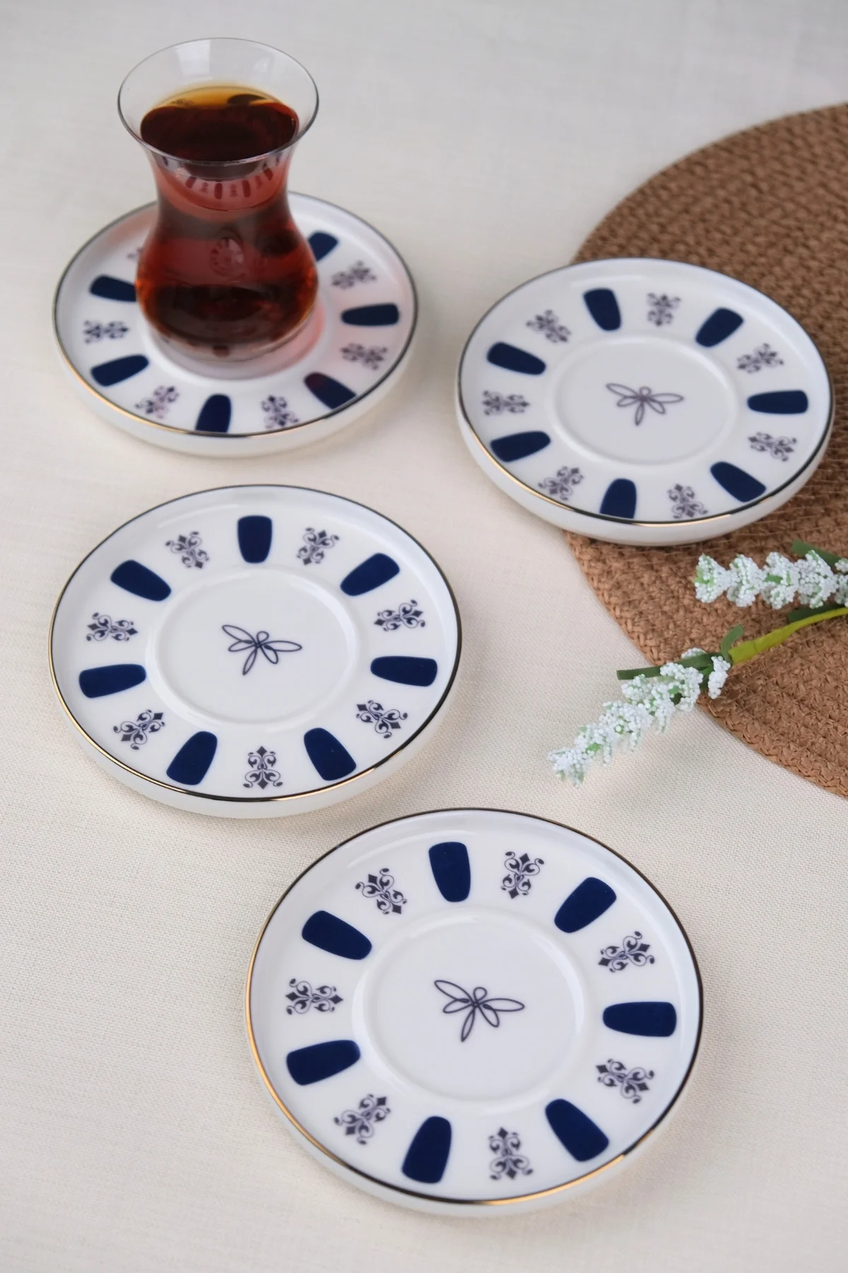 Tabak Evi Porselen Acem Zade Lacivert Çay Tabağı 12,5cm 4 lü - tabakevi Görsel 3