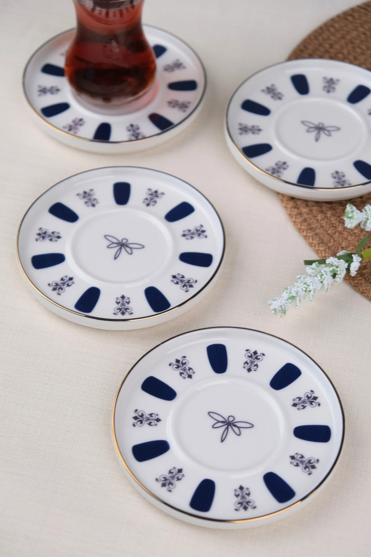 Tabak Evi Porselen Acem Zade Lacivert Çay Tabağı 12,5cm 4 lü - tabakevi Görsel 5