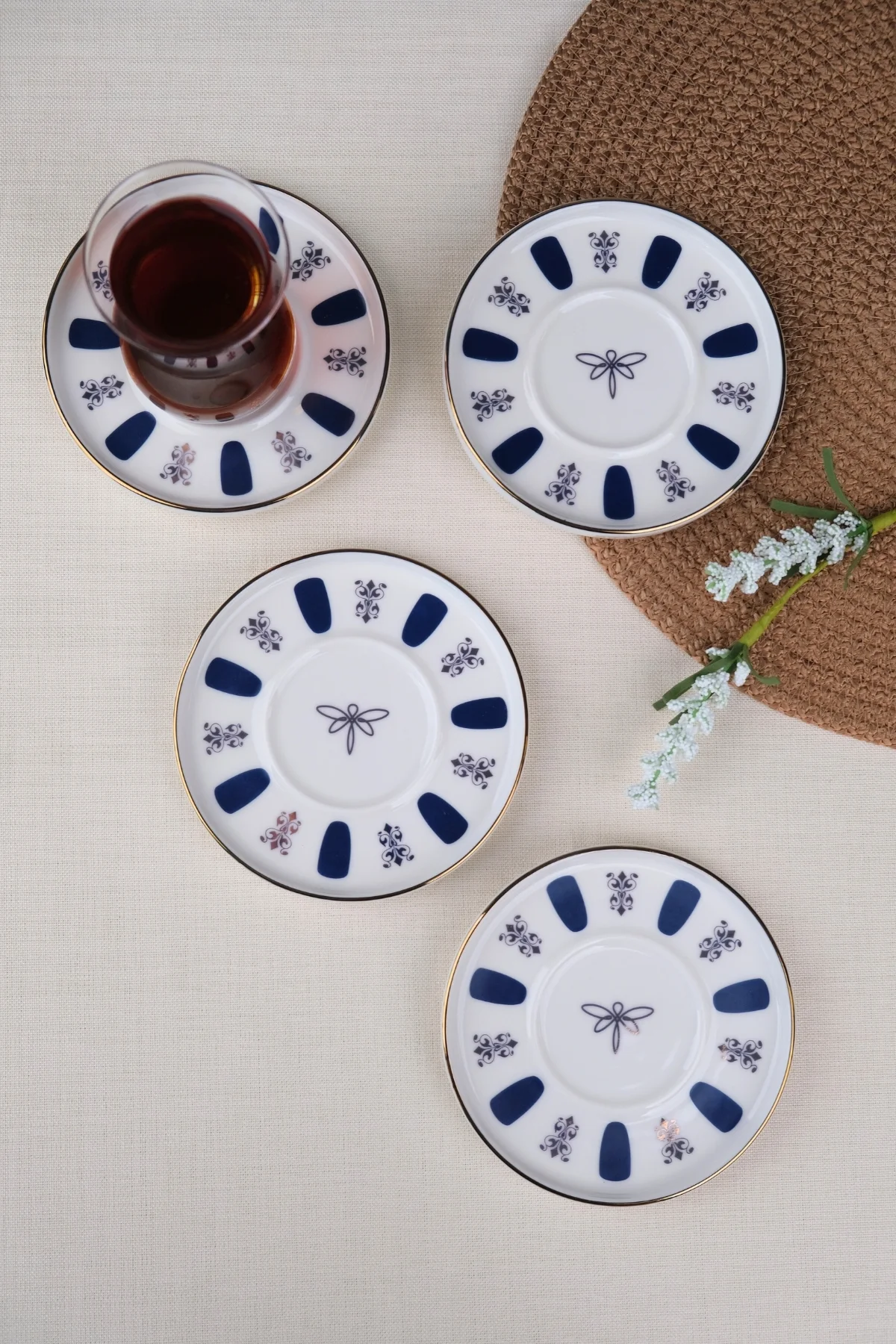 Tabak Evi Porselen Acem Zade Lacivert Çay Tabağı 12,5cm 4 lü