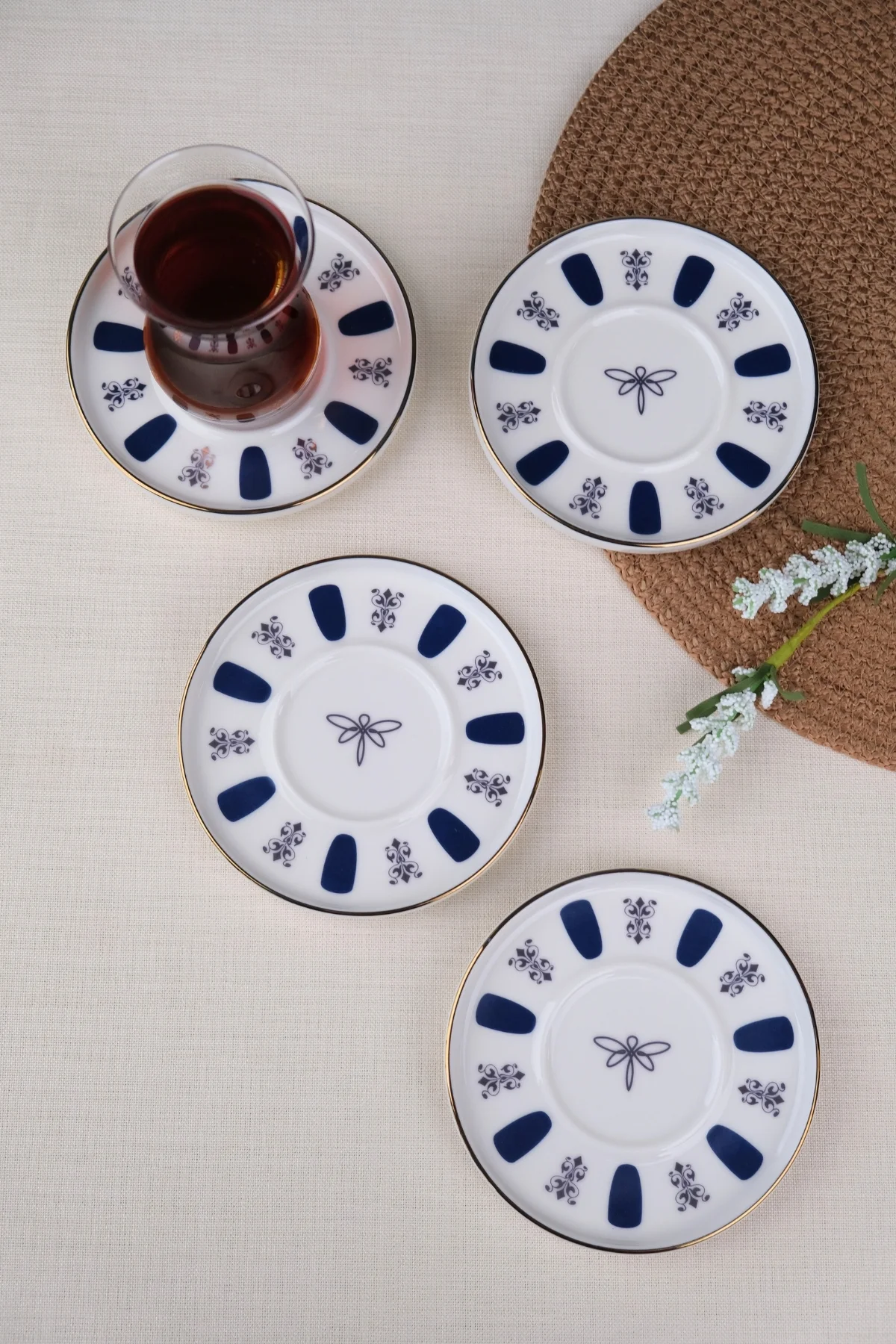 Tabak Evi Porselen Acem Zade Lacivert Çay Tabağı 12,5cm 4 lü - tabakevi Görsel 4