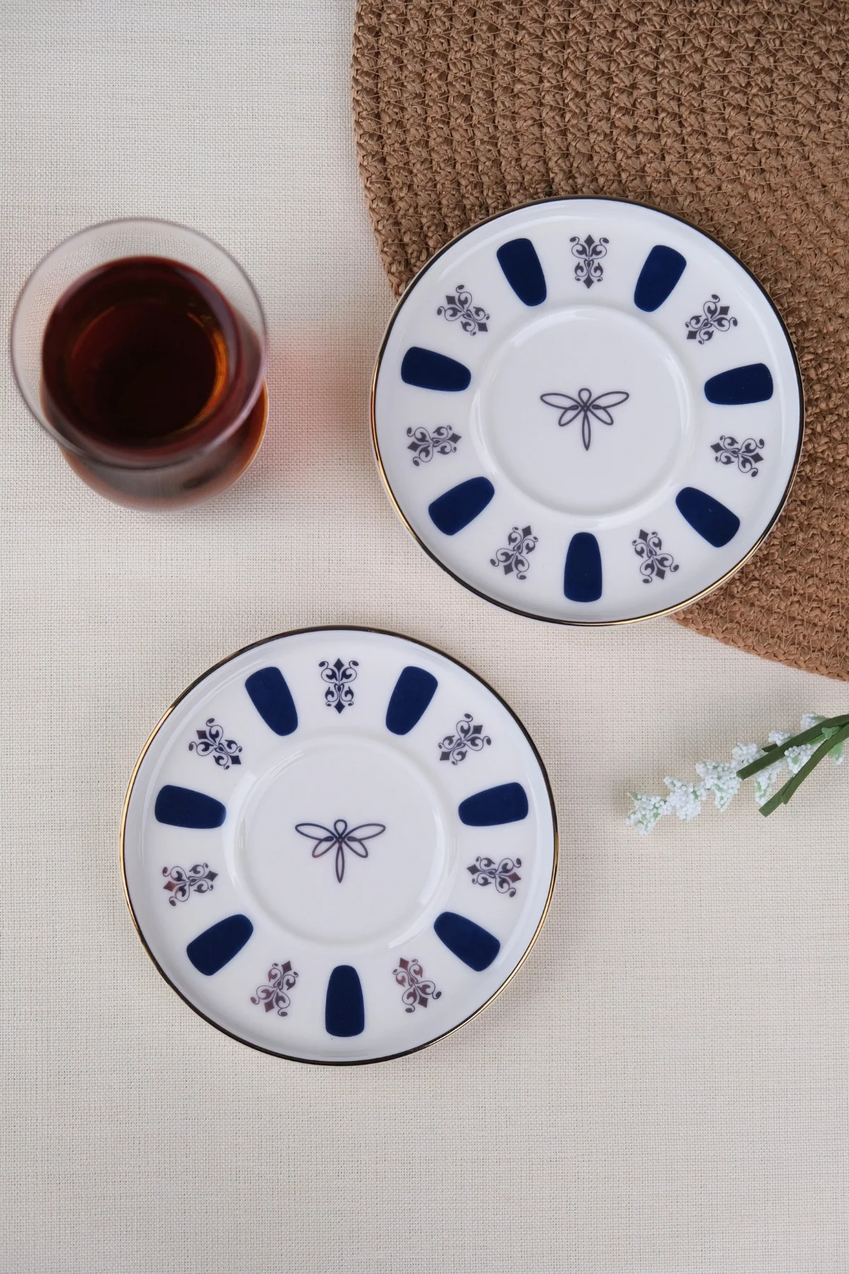 Tabak Evi Porselen Acem Zade Lacivert Çay Tabağı 11,8cm 2 li