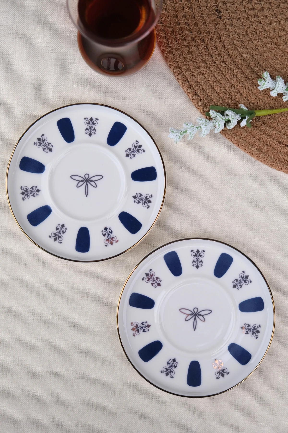 Tabak Evi Porselen Acem Zade Lacivert Çay Tabağı 11,8cm 2 li - tabakevi Görsel 2