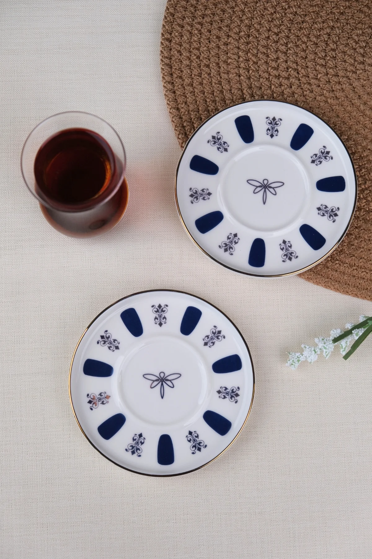 Tabak Evi Porselen Acem Zade Lacivert Çay Tabağı 11,8cm 2 li - tabakevi Görsel 3