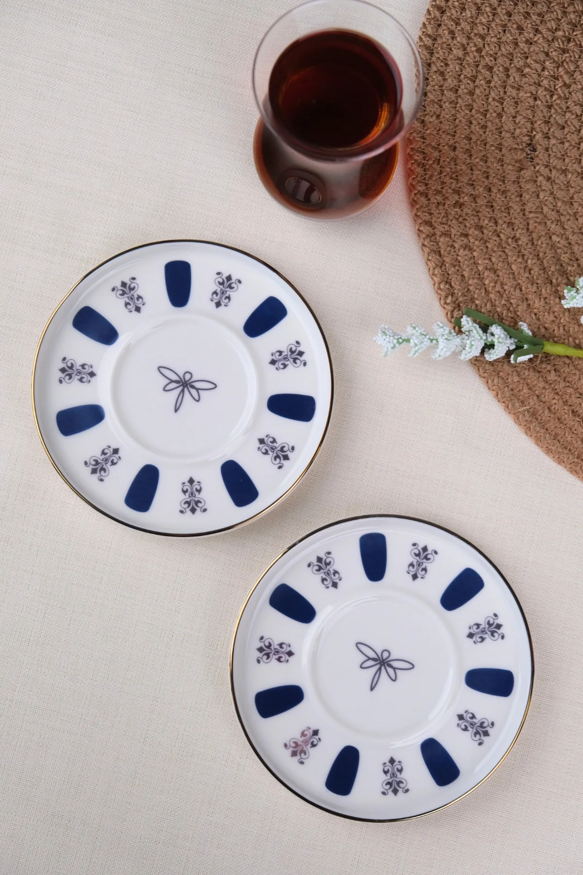Tabak Evi Porselen Acem Zade Lacivert Çay Tabağı 11,8cm 2 li - tabakevi Görsel 4