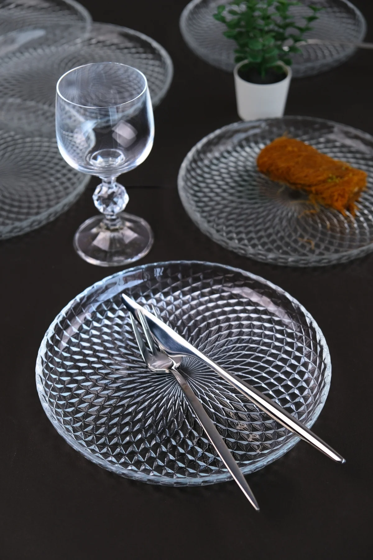 Tabak Evi Aden Cam Pasta Tabağı 19cm Sade 6 lı 2339 - tabakevi Görsel 3