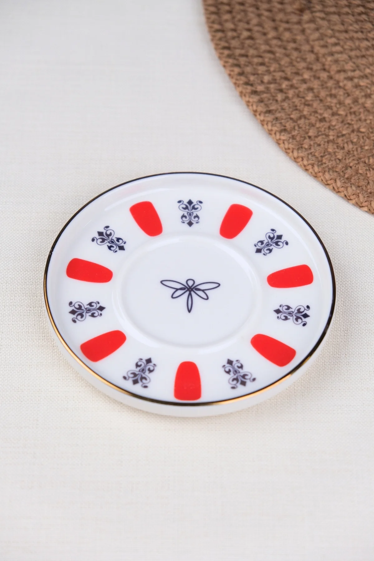 Tabak Evi Porselen Acem Zade Kırmızı Çay Tabağı 11,8cm Tekli - tabakevi Görsel 2