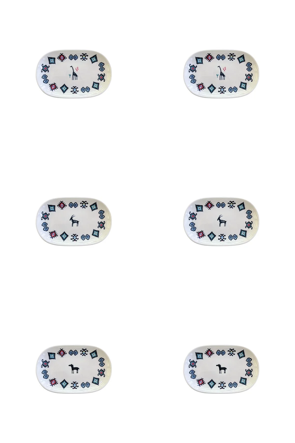 Porselen Hitit Oval Kayık Tabak Takımı 20x13cm 6 Parça TVL6OKYPRS1229