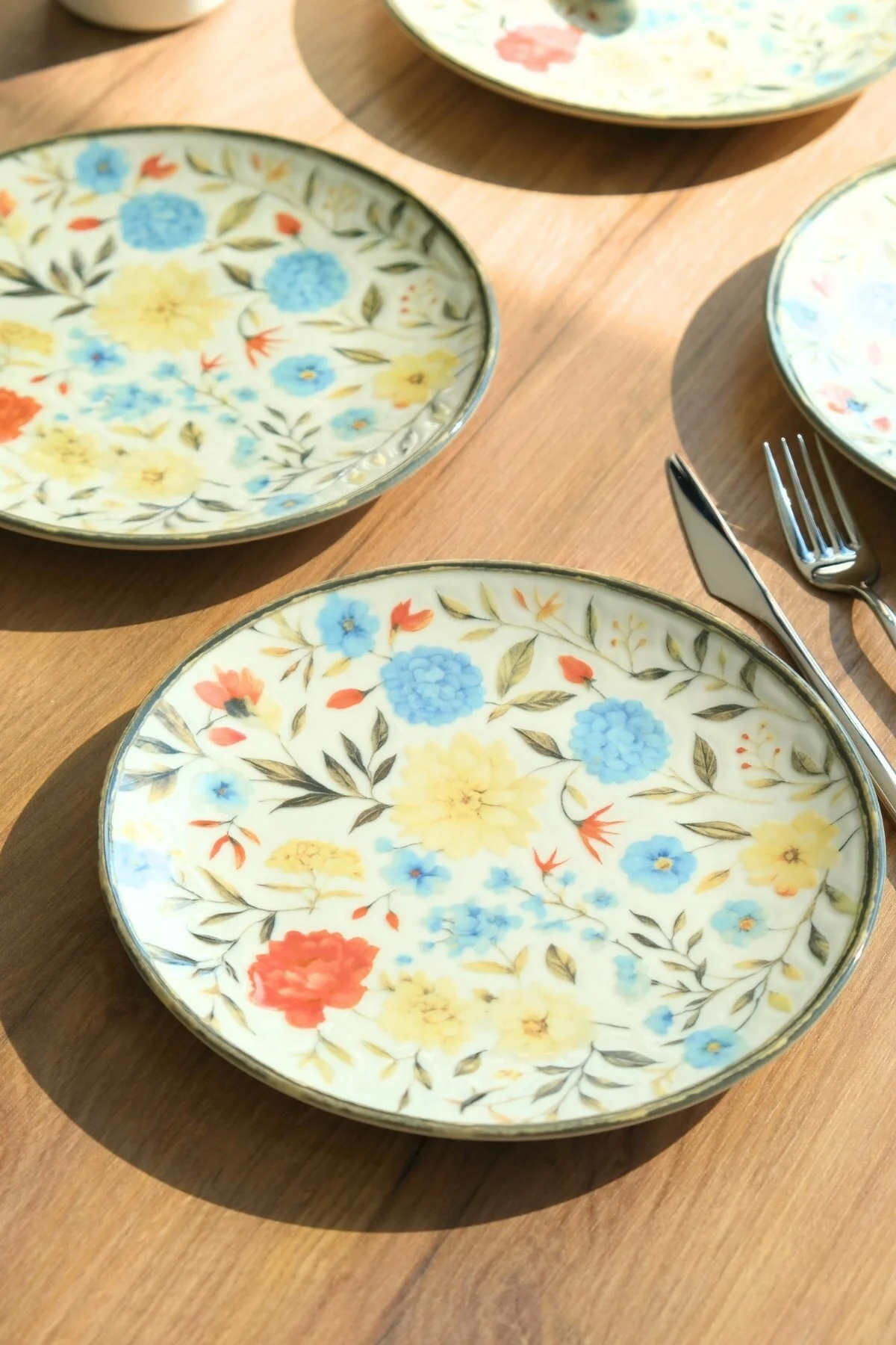 Tabak Evi Porselen Fiori Tuval Pasta Tabağı 20cm 4 Kişilik 4 Parça TVL4PTPRS1212 - tabakevi Görsel 3
