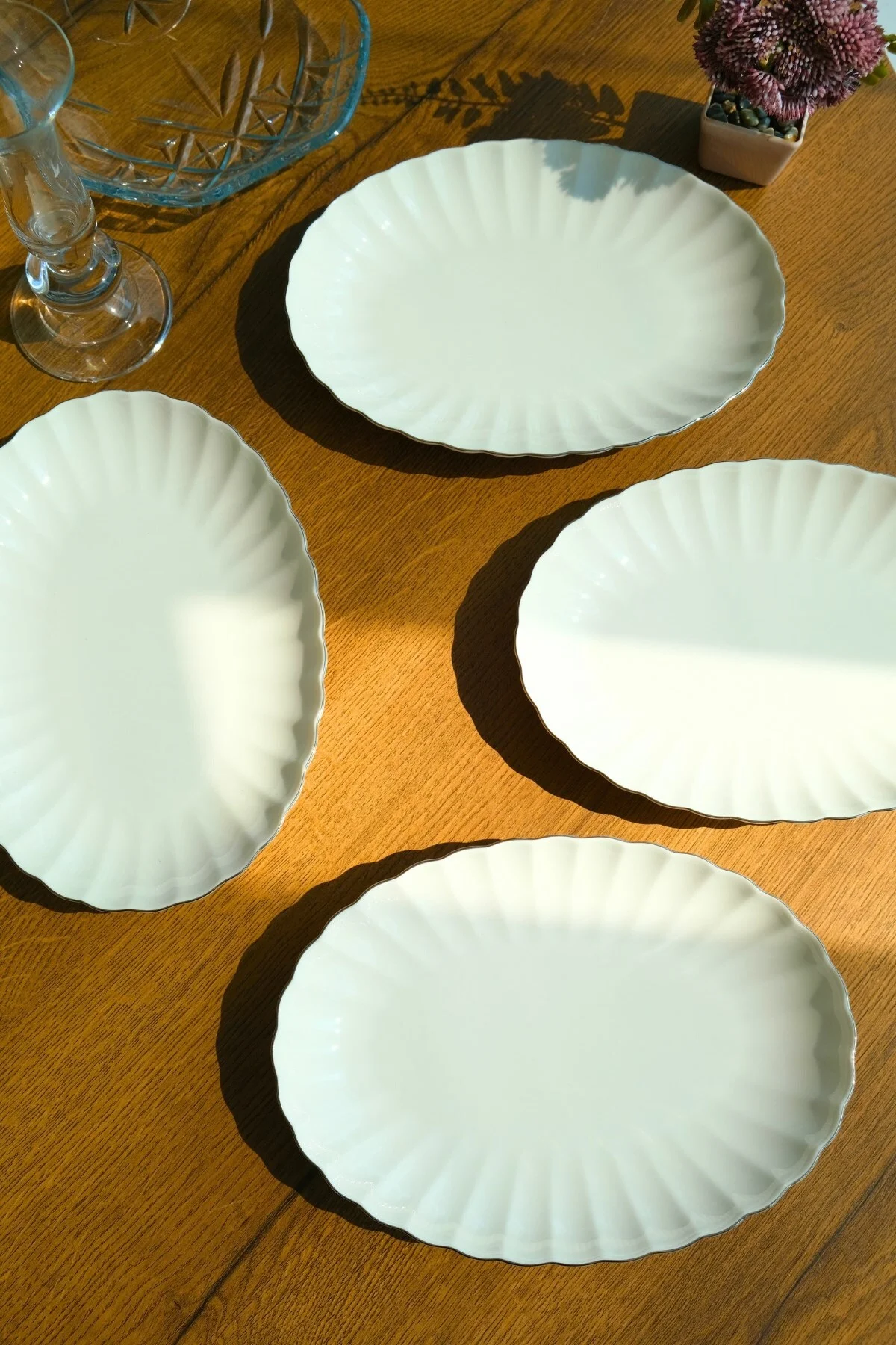 Bone Luz Platin File Kayık Tabak 24x17cm BNLZF24KY220 4 lü - Kütahya Porselen Görsel 3