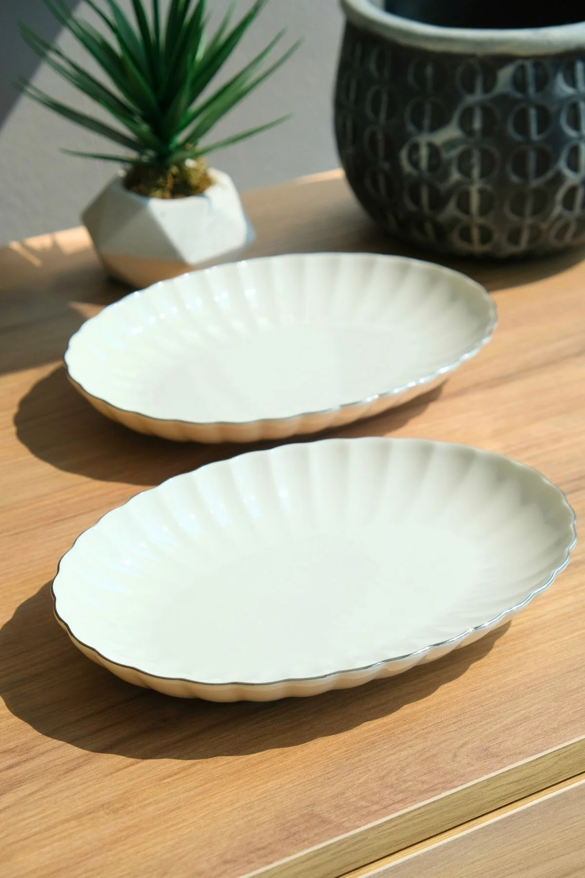 Bone Luz Platin File Kayık Tabak 24x17cm BNLZF24KY220 2 li