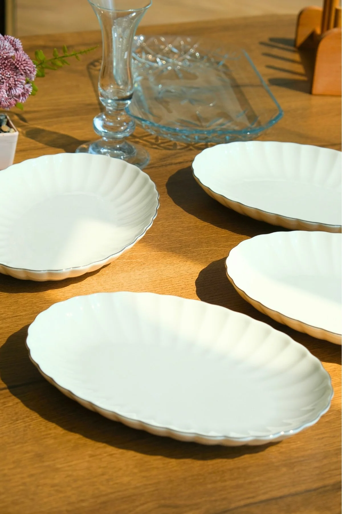 Bone Luz Platin File Kayık Tabak 27x19cm BNLZF28KY220 4 lü
