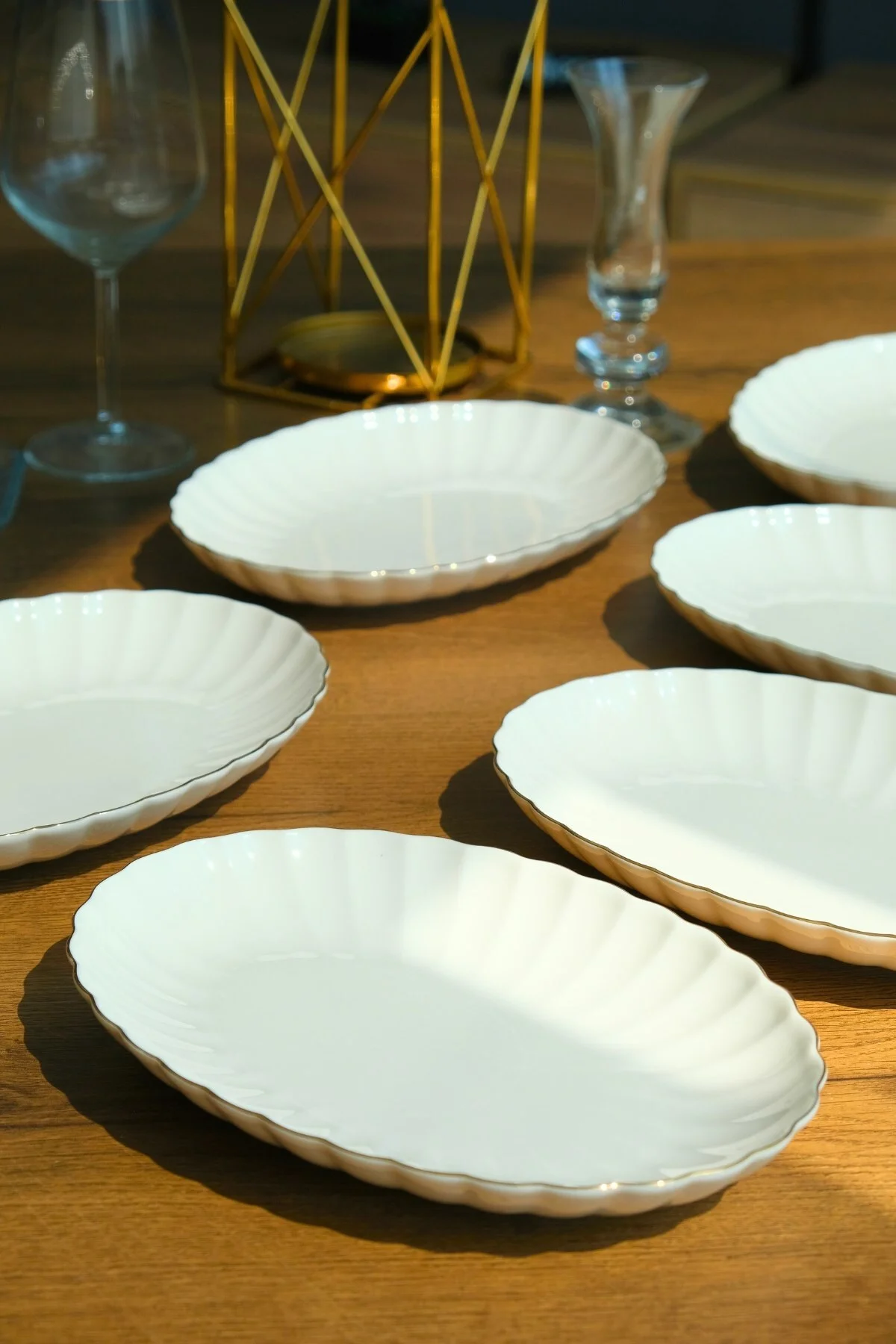 Bone Luz Altın File Kayık Tabak 24x17cm BNLZF24KY20 6 lı - Kütahya Porselen Görsel 2