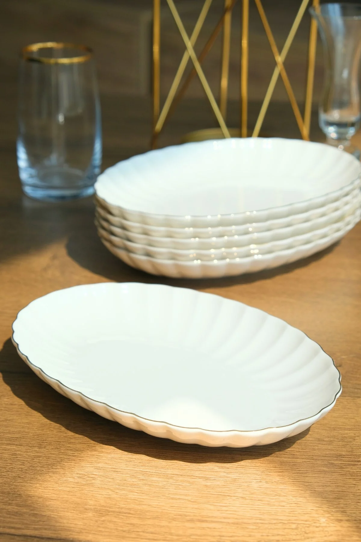 Bone Luz Altın File Kayık Tabak 27x19cm BNLZF28KY20 6 lı