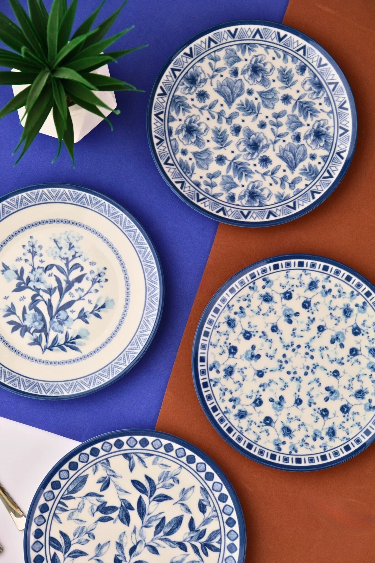 Tabak Evi Porselen Blue Heaven Pasta Takımı 20cm 4 Kişilik 4 Parça TVL4PTPRS1194 - tabakevi Görsel 3