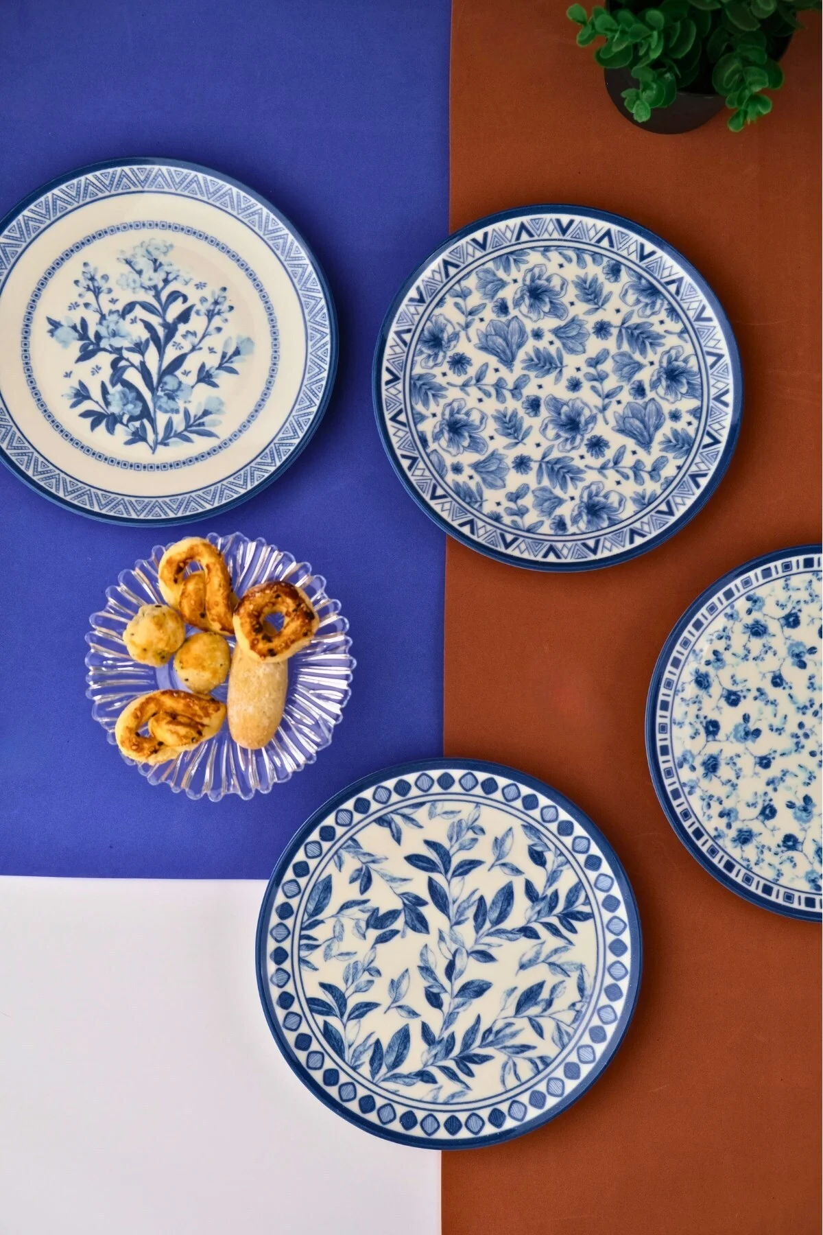 Tabak Evi Porselen Blue Heaven Pasta Takımı 20cm 4 Kişilik 4 Parça TVL4PTPRS1194 - tabakevi Görsel 7