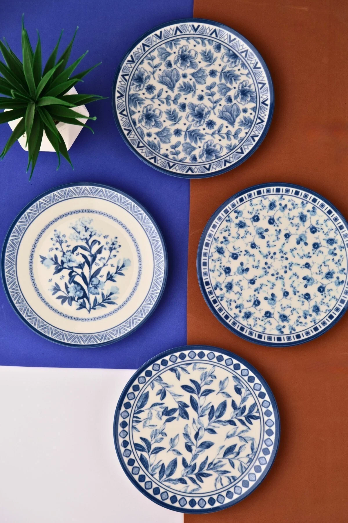 Tabak Evi Porselen Blue Heaven Pasta Takımı 20cm 4 Kişilik 4 Parça TVL4PTPRS1194 - tabakevi Görsel 5