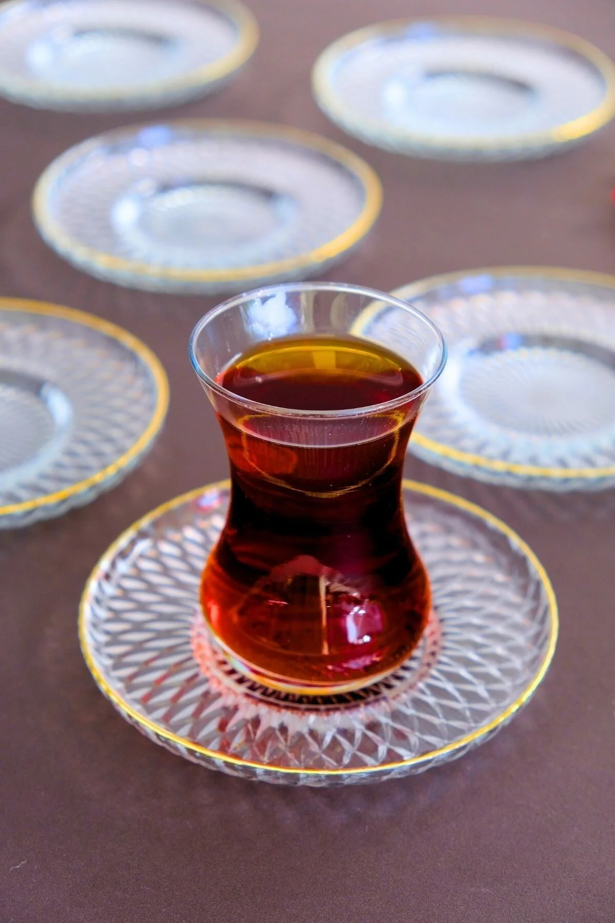TABAK EVİ Altın Yaldız Cam Çay Tabağı 12cm 6 lı 2494 - tabakevi Görsel 4