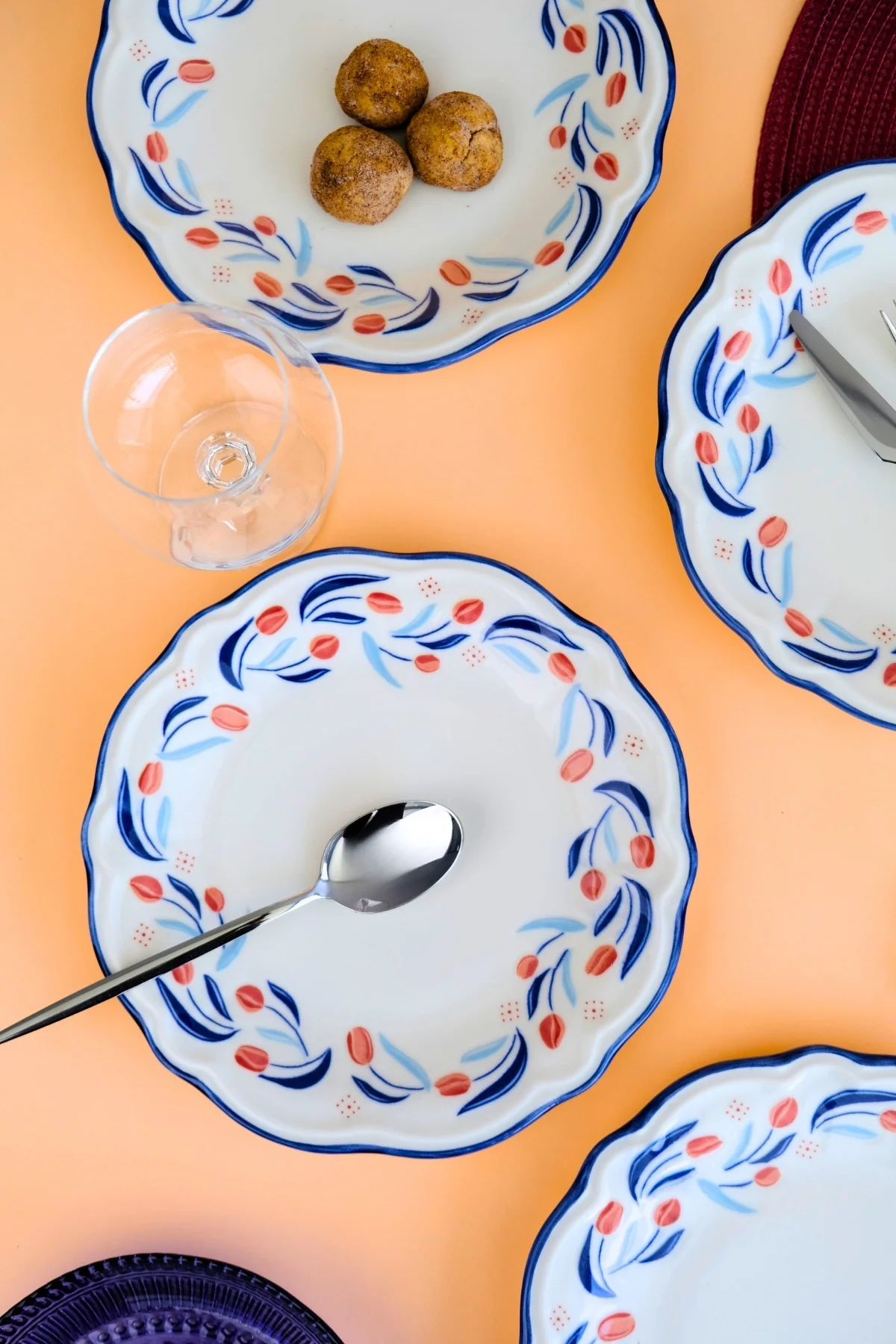 Tabak Evi Porselen Tulip Fulya Pasta Takımı Rimli 21cm 4 Kişilik 4 Parça Fly4ptprs1157 - tabakevi Görsel 6
