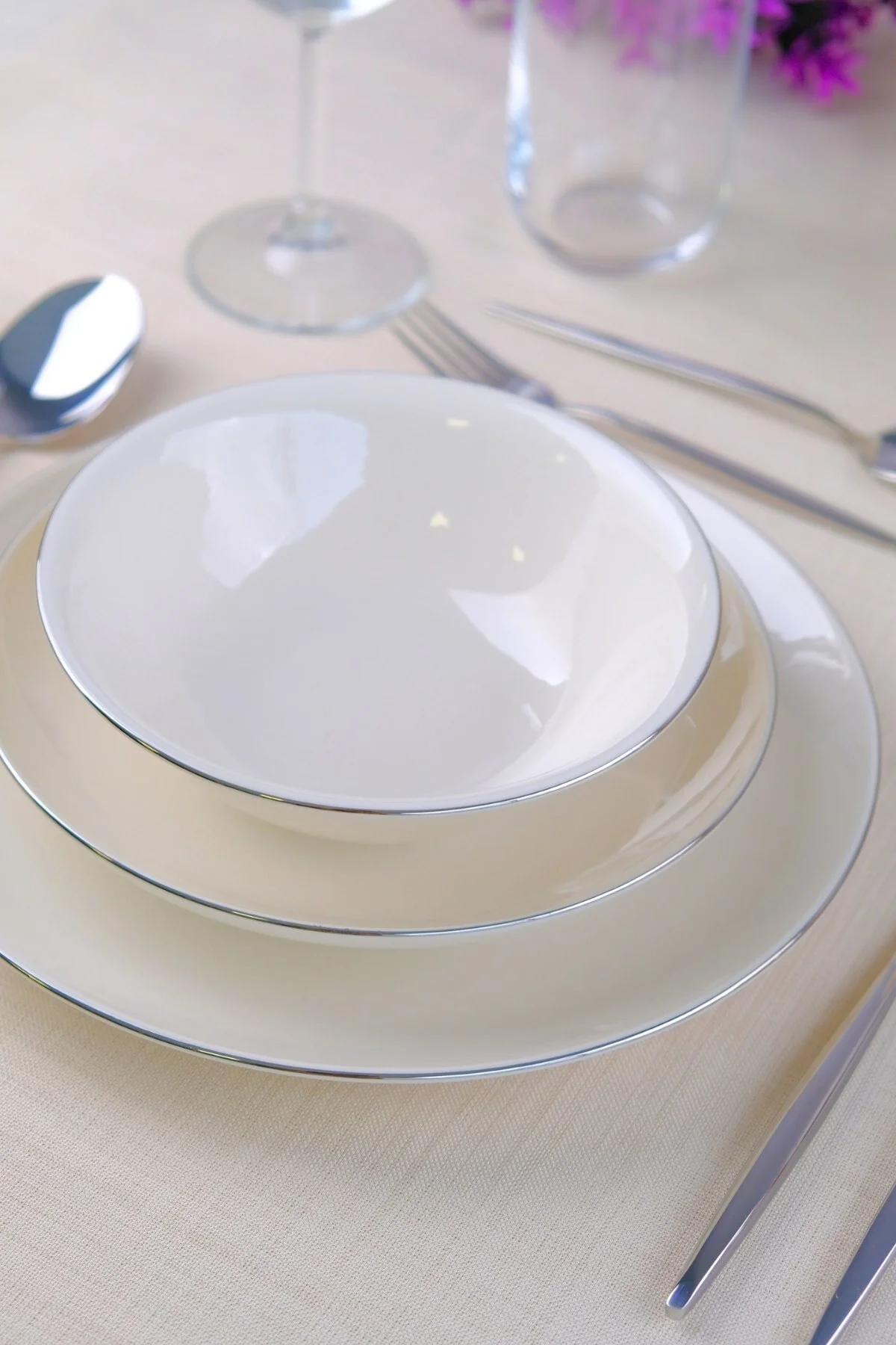 Tabak Evi Porselen Chic Platin Yemek Takımı 24 Parça 6 Kişilik - tabakevi Görsel 3