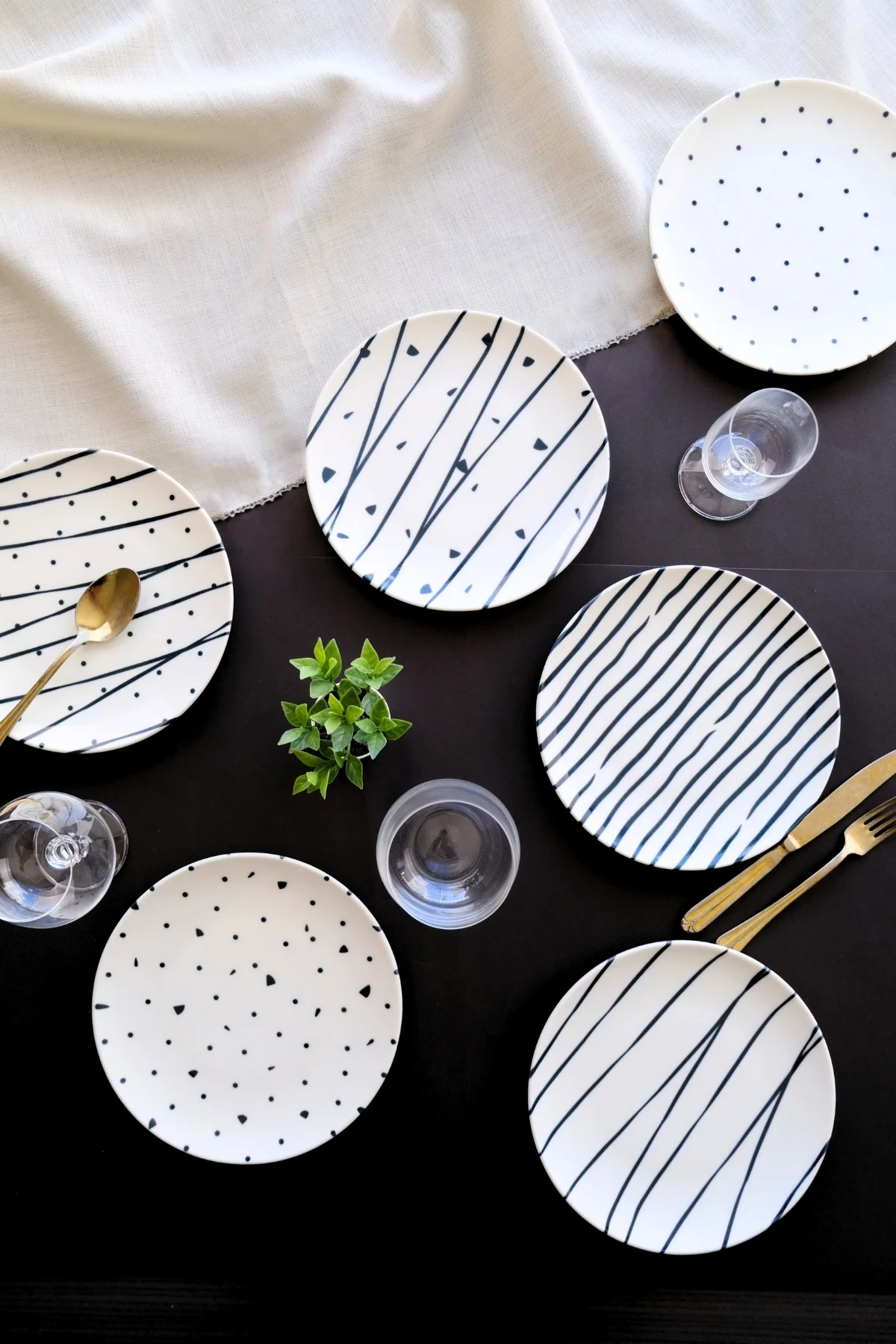 TABAK EVİ Porselen Dash Pasta Tabağı 20cm 6 Kişilik 6 Parça TVL6PTPRS1108