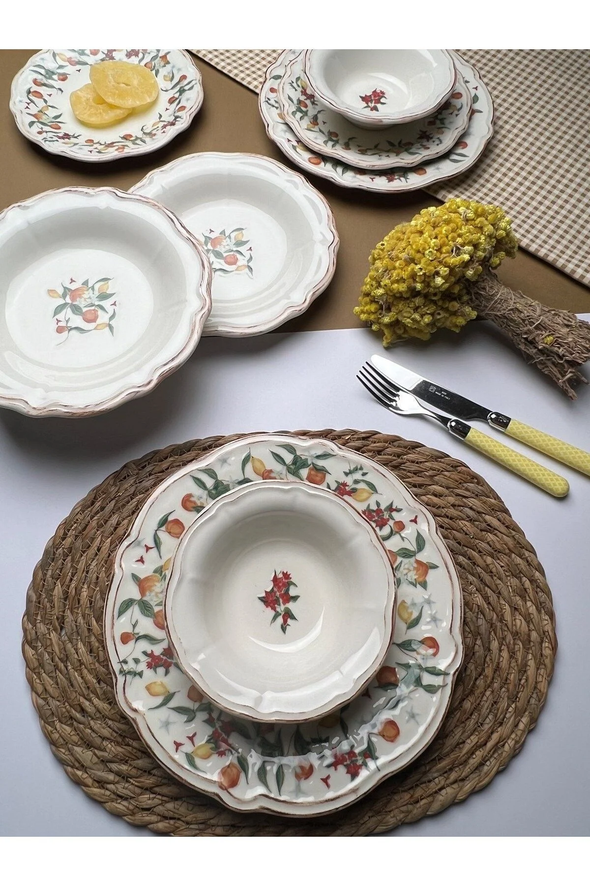 TABAK EVİ Fulya Food Garden Porselen Yemek Takımı 6 Kişilik 24 Parça - tabakevi Görsel 3