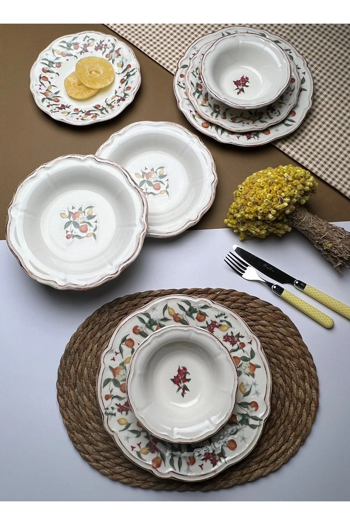 TABAK EVİ Fulya Food Garden Porselen Yemek Takımı 6 Kişilik 24 Parça - tabakevi Görsel 5