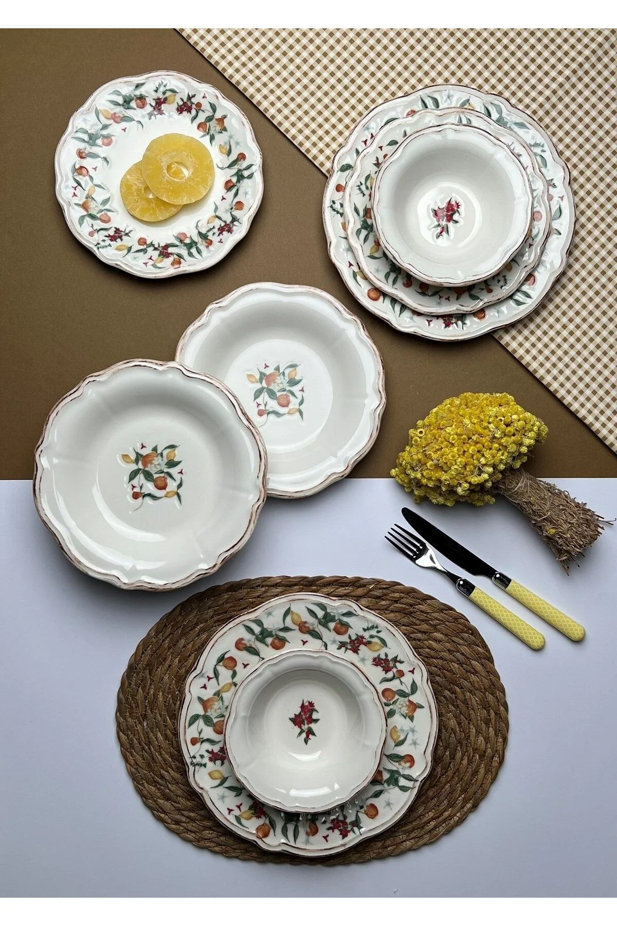 TABAK EVİ Fulya Food Garden Porselen Yemek Takımı 6 Kişilik 24 Parça - tabakevi Görsel 6