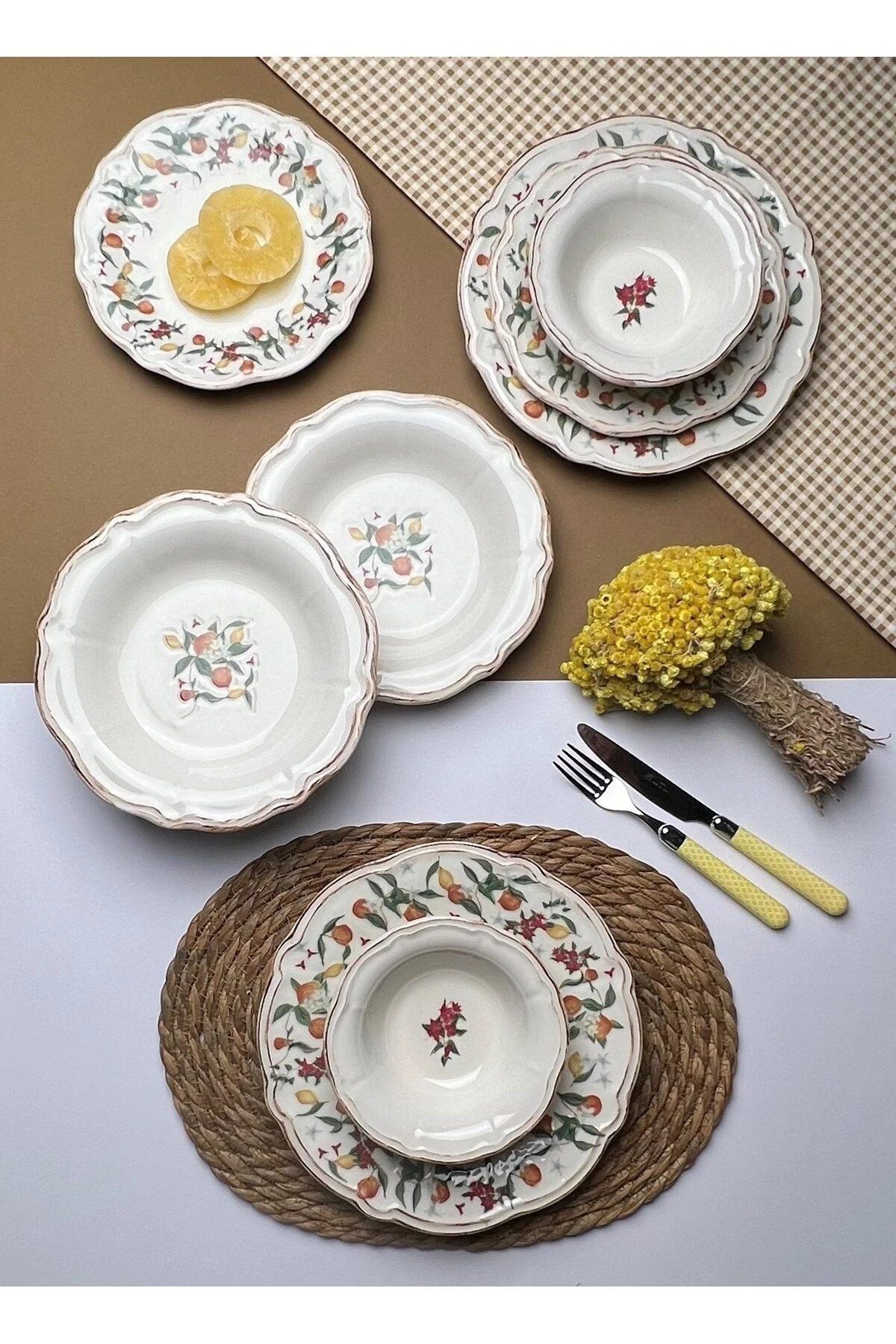 TABAK EVİ Fulya Food Garden Porselen Yemek Takımı 6 Kişilik 24 Parça - tabakevi Görsel 2