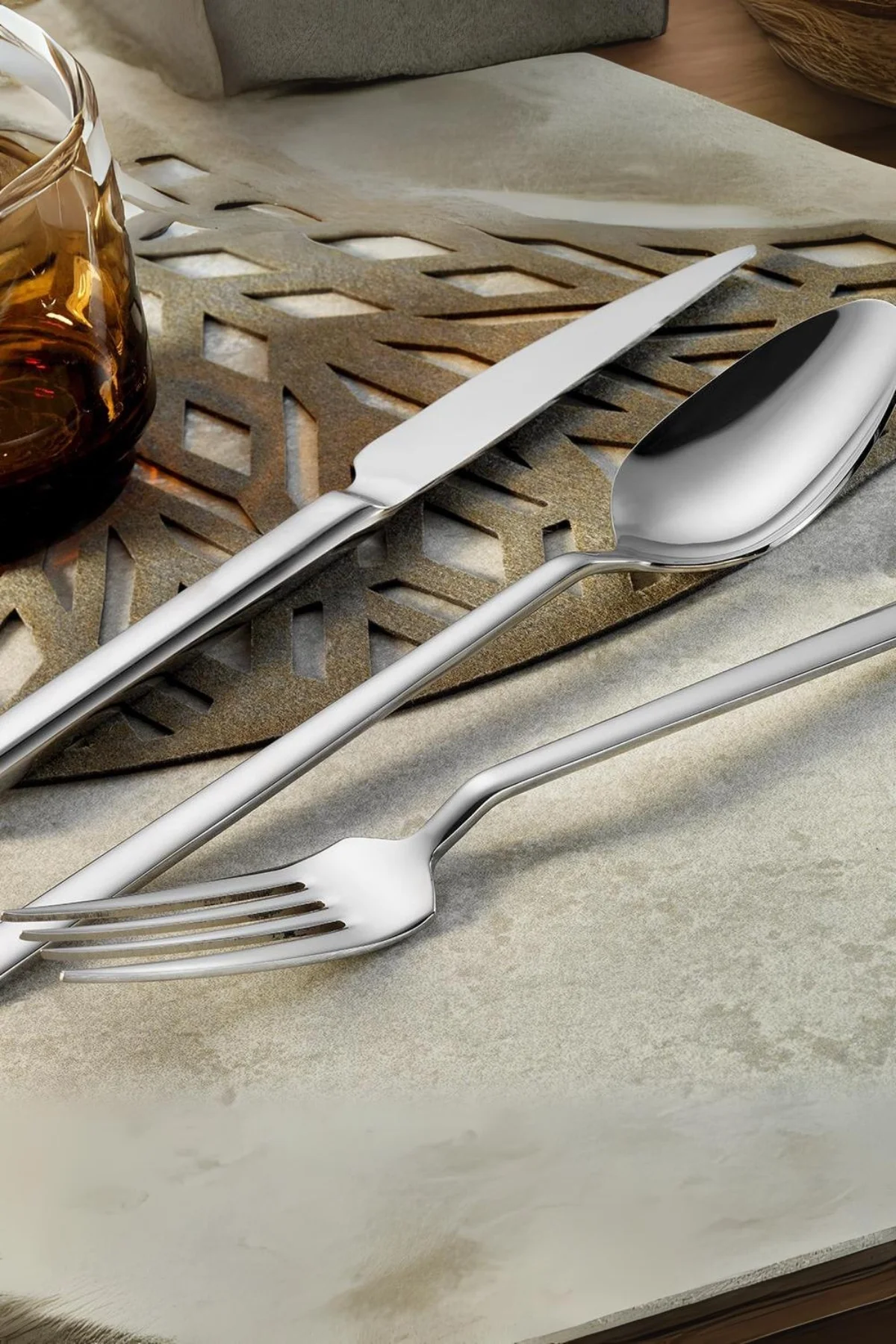 Doğa Yemek Çatal Kaşık Bıçak Takımı 18/10 Paslanmaz Çelik 6 Kişilik 18 Parça