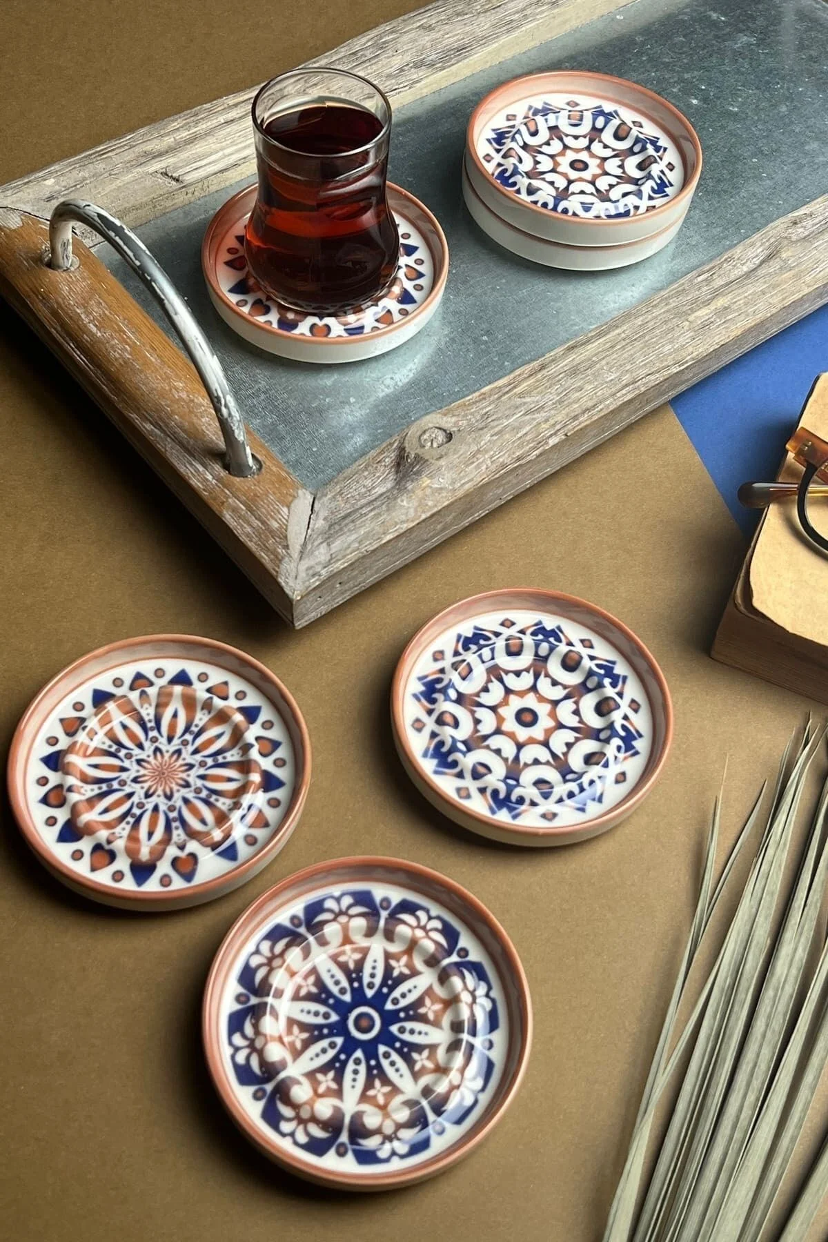 TABAK EVİ Stoneware Mozaik Red Sefa 6 lı Çay Tabağı 10cm - tabakevi Görsel 2