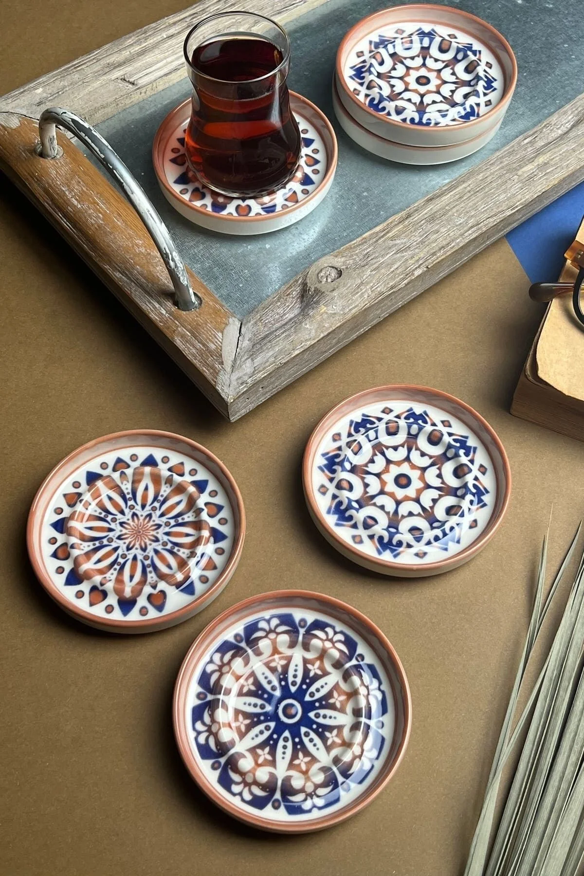 TABAK EVİ Stoneware Mozaik Red Sefa 6 lı Çay Tabağı 10cm - tabakevi Görsel 5
