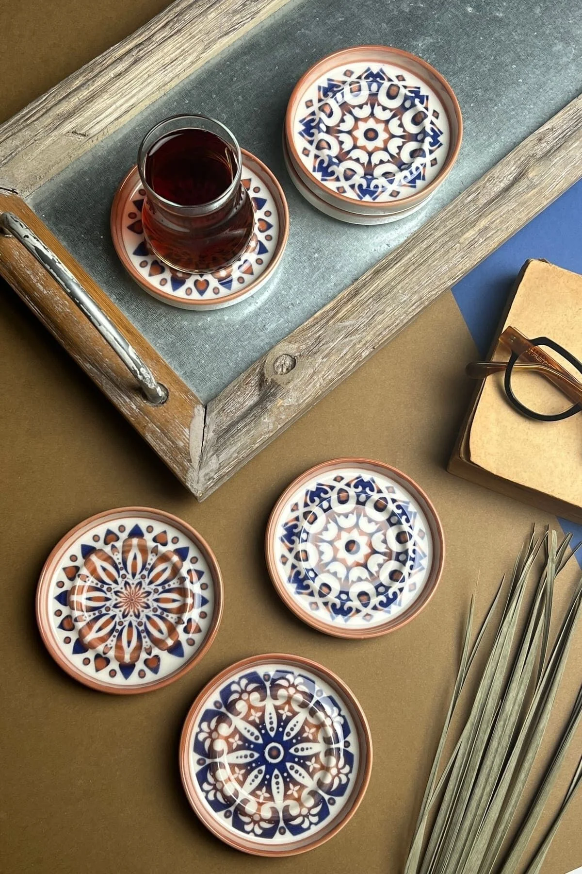 TABAK EVİ Stoneware Mozaik Red Sefa 6 lı Çay Tabağı 10cm - tabakevi Görsel 3