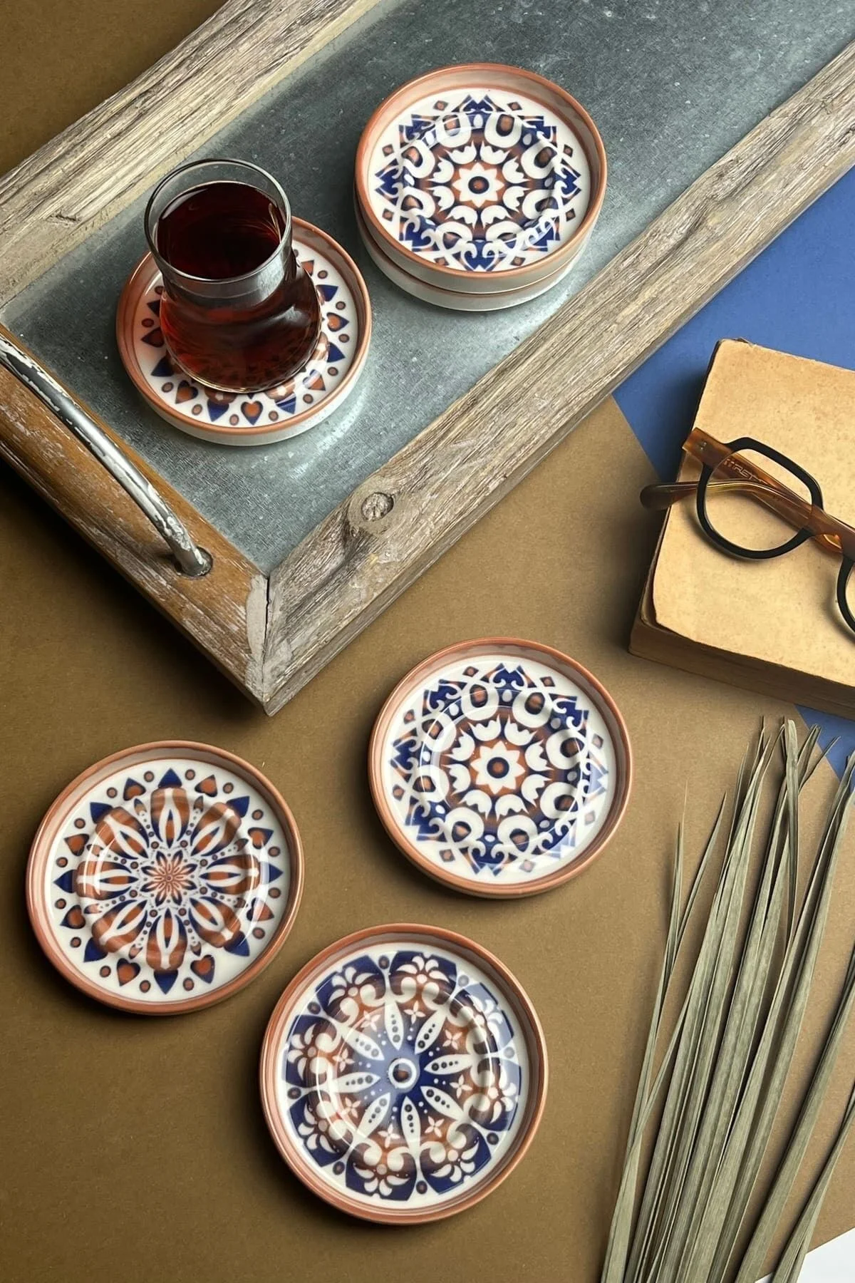 TABAK EVİ Stoneware Mozaik Red Sefa 6 lı Çay Tabağı 10cm - tabakevi Görsel 4