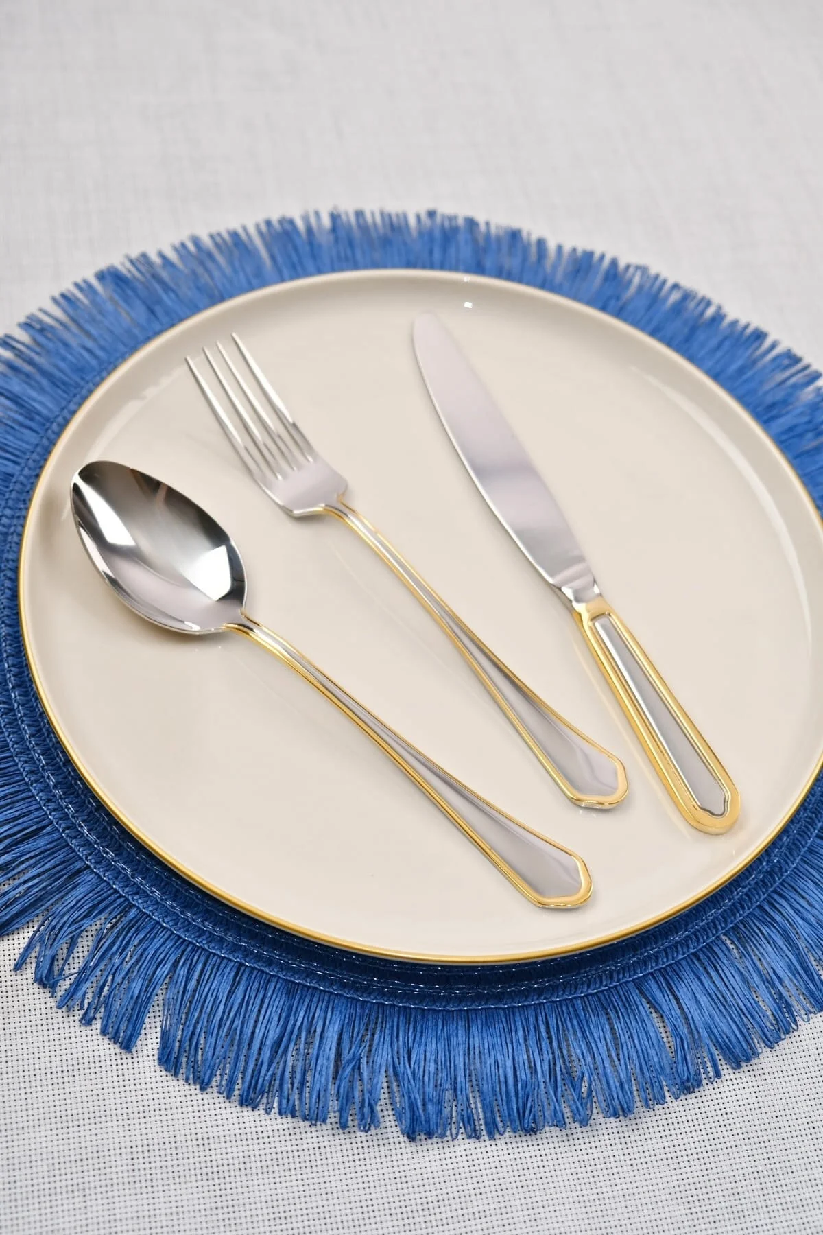Mira Gold Yemek Çatal Kaşık Bıçak Takımı 18/10 Paslanmaz Çelik 6 Kişilik 18 Parça - Lugga