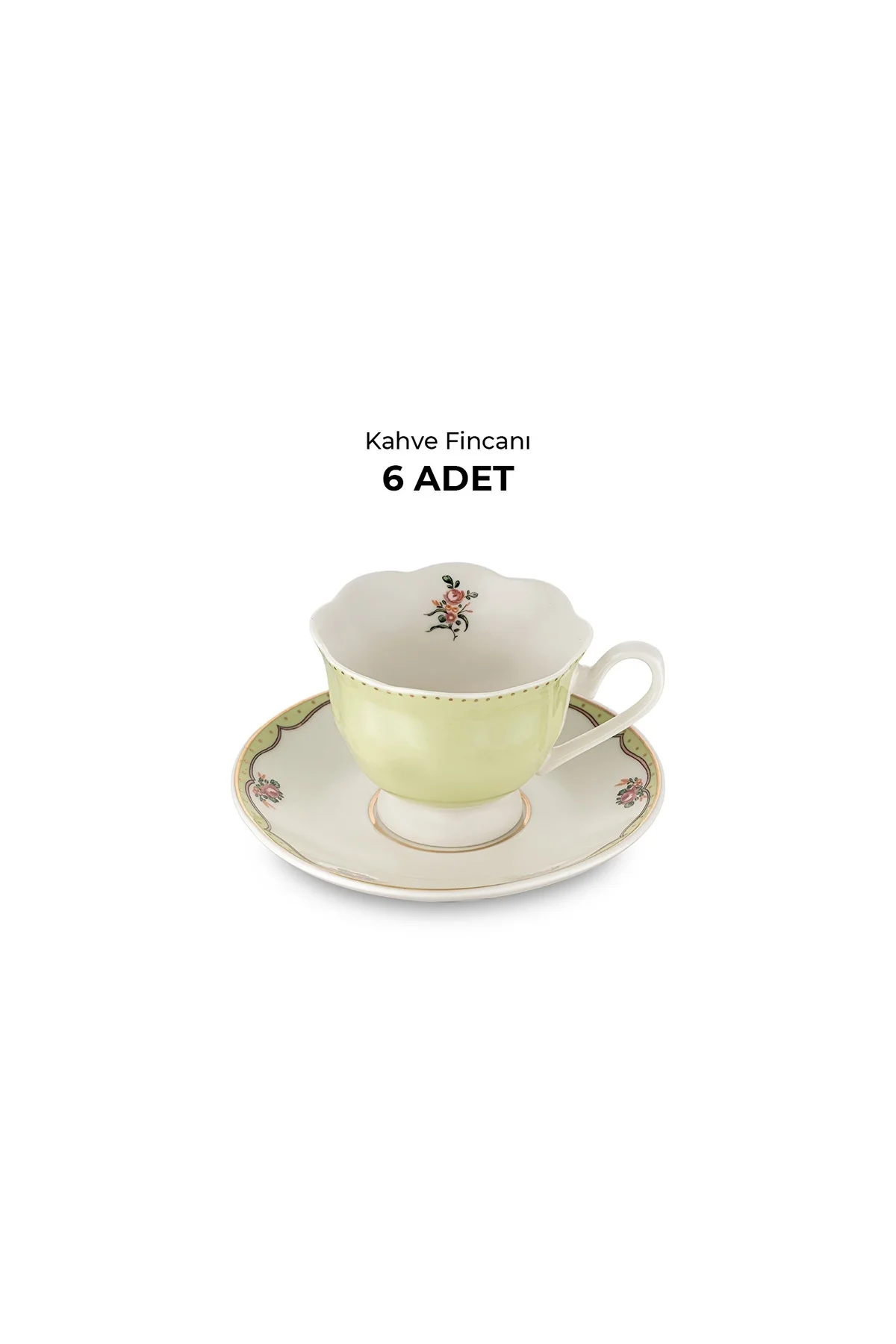 Romance 6 Kişilik New Bone Kahve Fincan Takımı Yeşil 90 ml - Emsan Görsel 6