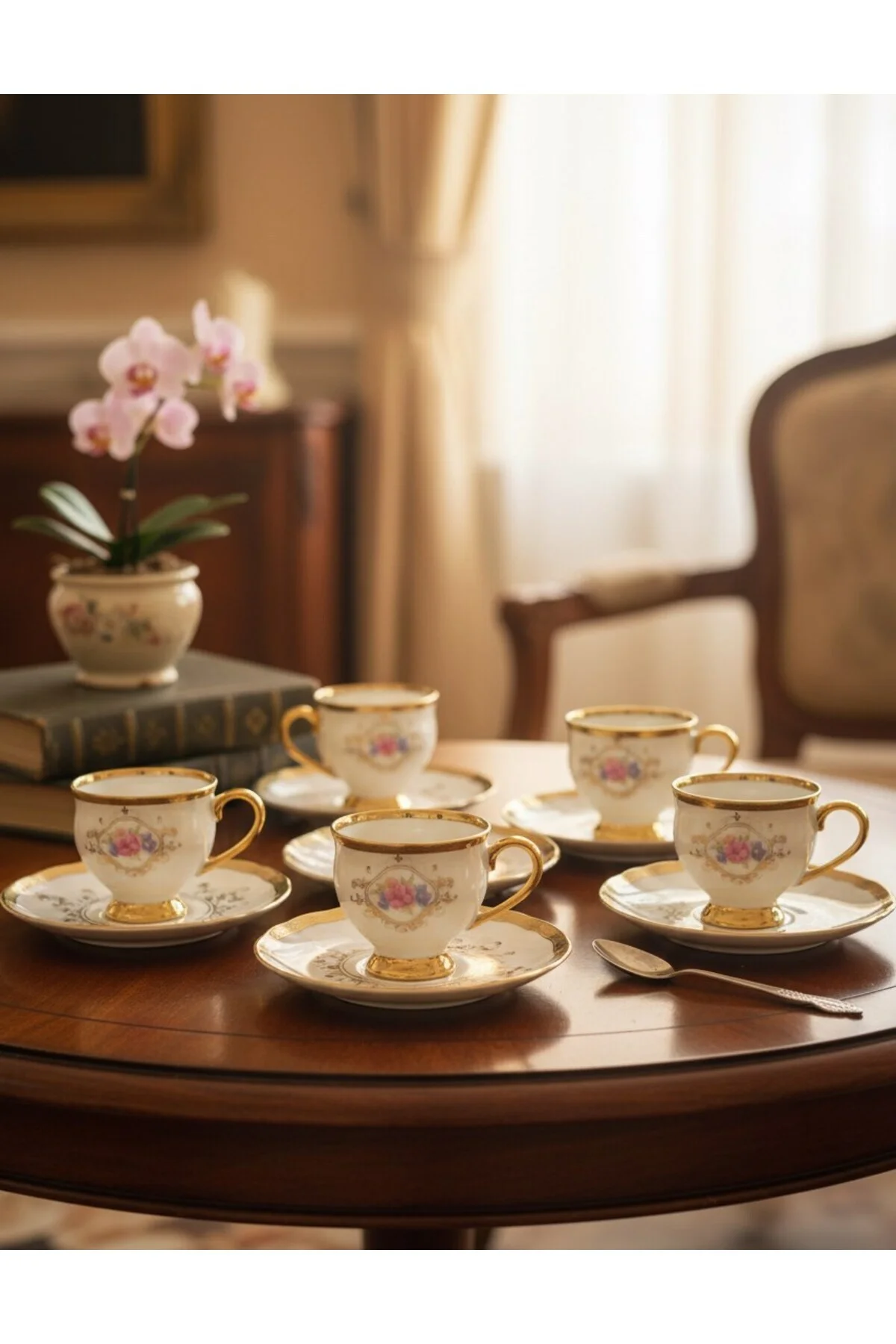 Fleur Yaldızlı 6 Kişilik Fincan Takımı P/POR-102094