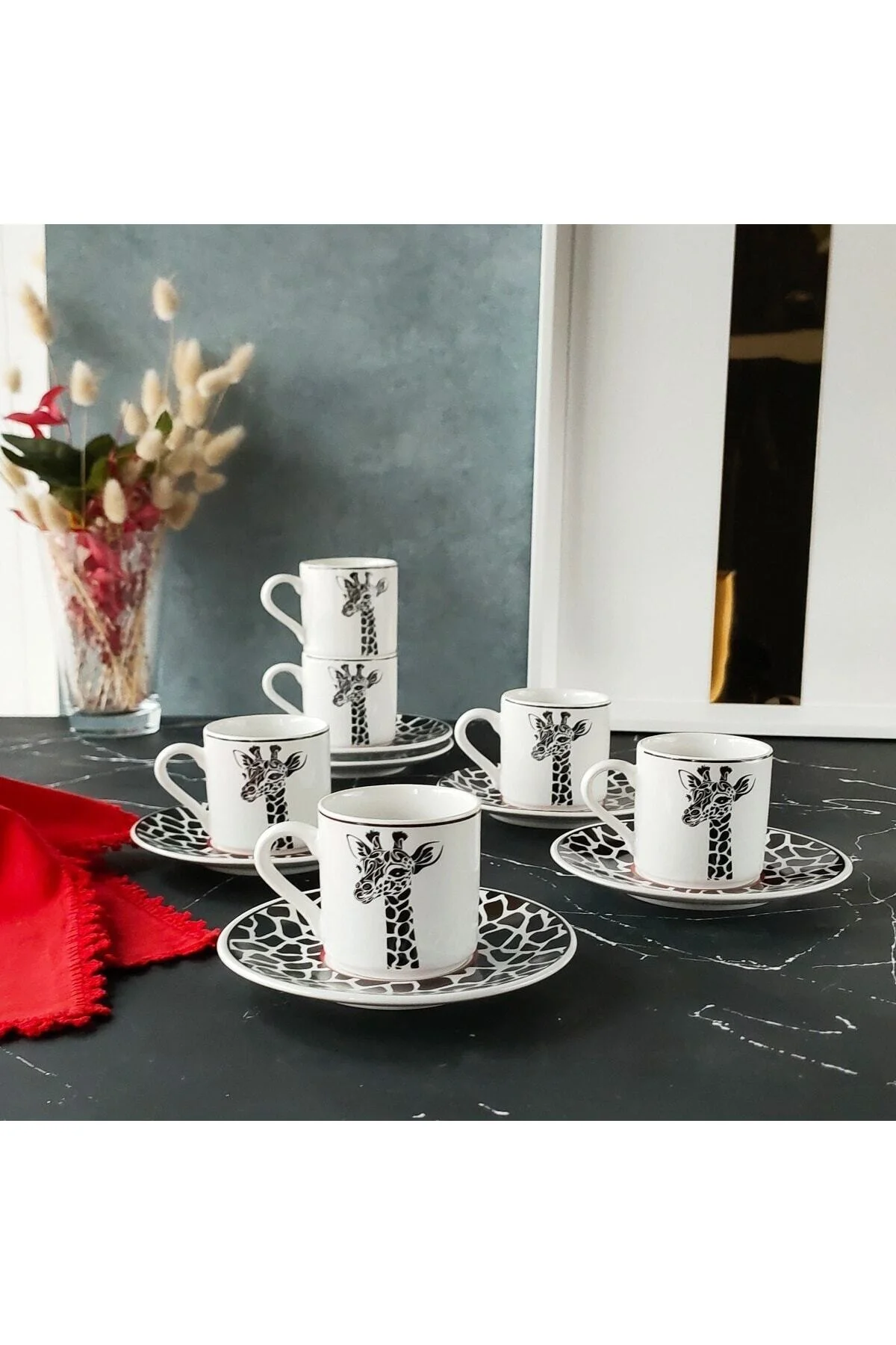 Harmony Zürafa 6 Kişilik Kahve Fincan Takımı ( Hbf-12-kft-zur ) - REGNA HOME Görsel 2