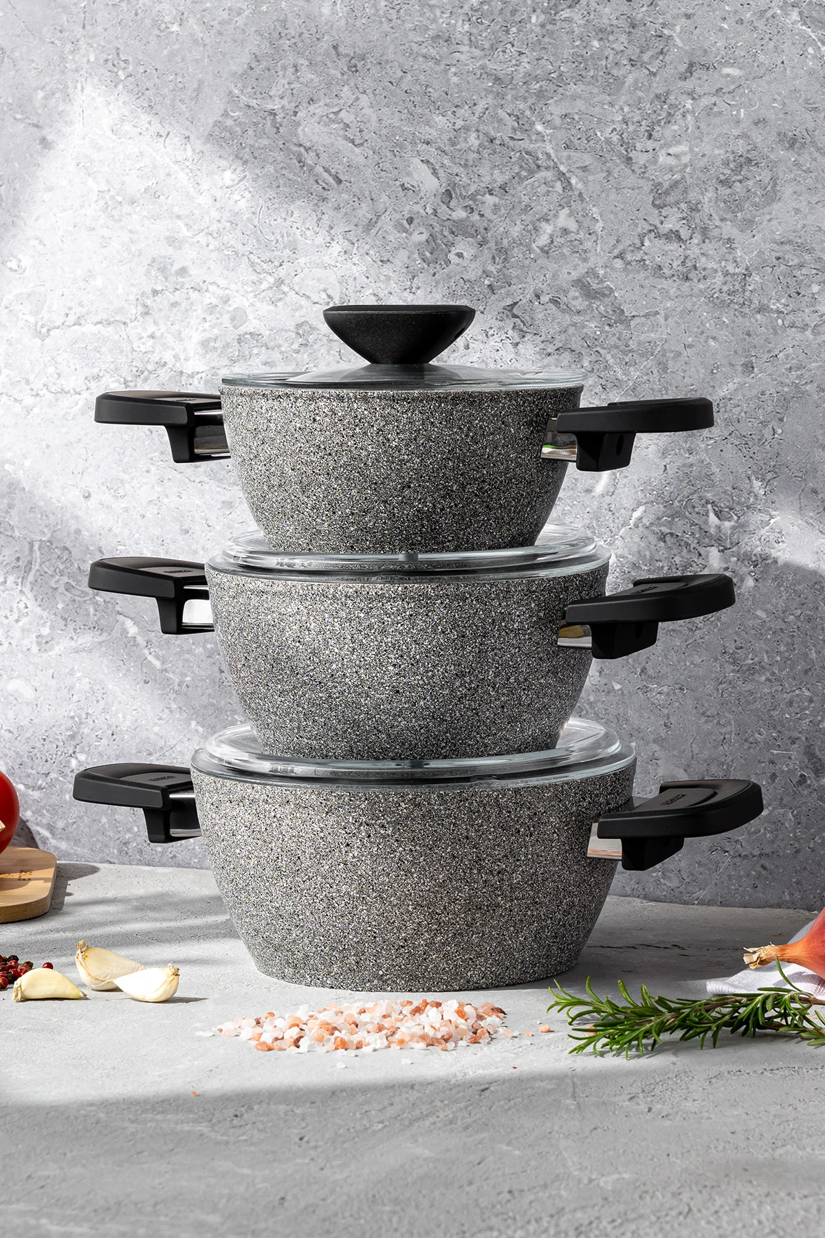 Fortis Granit 6 Parça Midi Tencere Seti Gri - Emsan Görsel 3