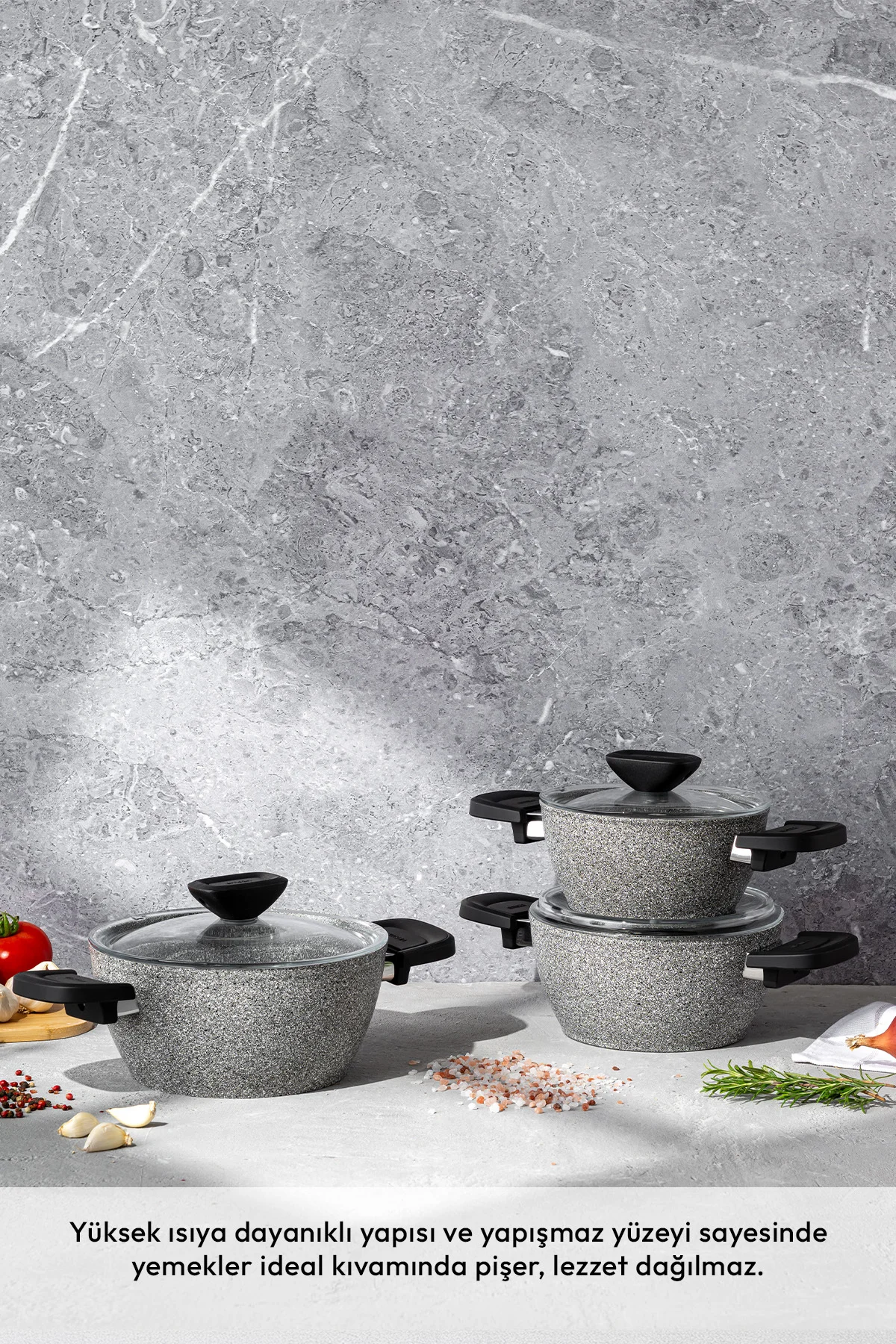 Fortis Granit 6 Parça Midi Tencere Seti Gri - Emsan Görsel 2