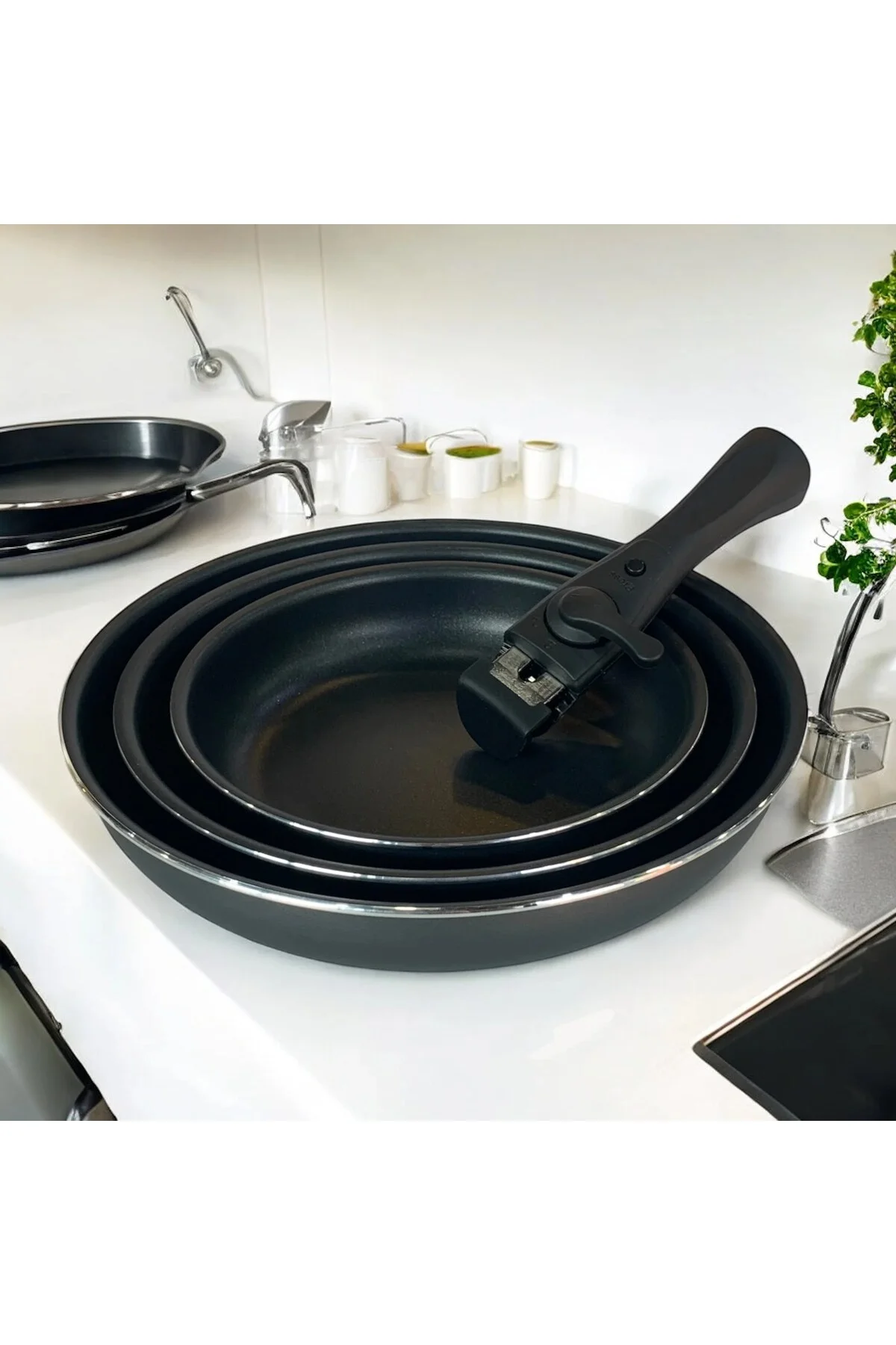 Winterbach 4 Parça Granit Tava Seti Siyah SP-600 - Evcimo Home