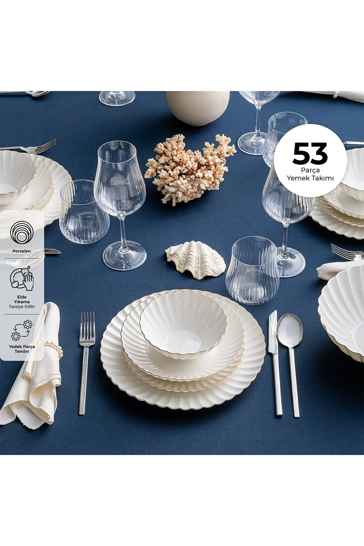 Perla Fine Bone 53 Parça 12 Kişilik Yemek Takımı - Emsan Görsel 2