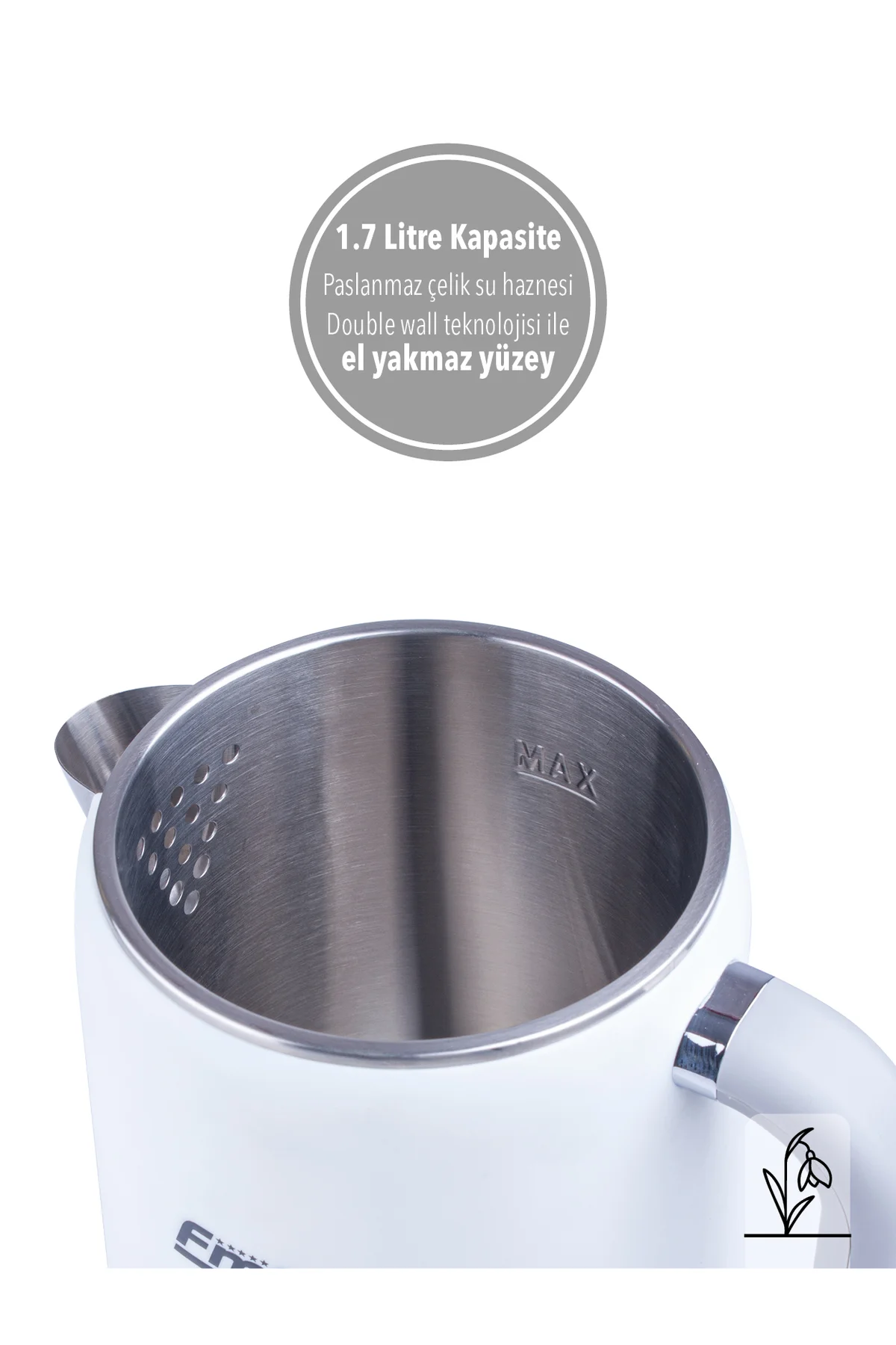 Life Pro Kettle E4001 | 1.7 Litre | Dokunmatik Ekran | | 1500W Hızlı Kaynama | Çelik Rezistans - FMS Görsel 3
