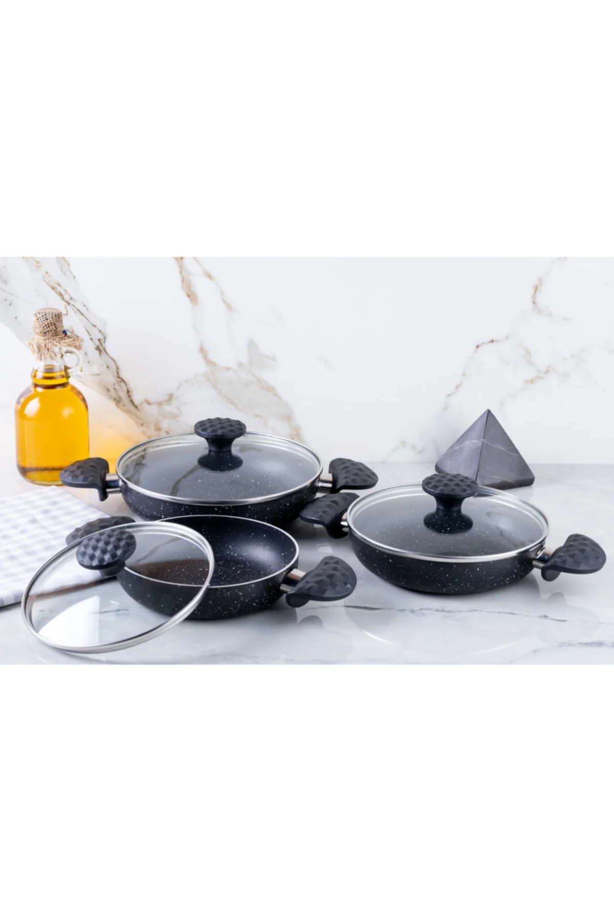 Granit Omlet / Sahan Seti Siyah 18*20*22 Cm